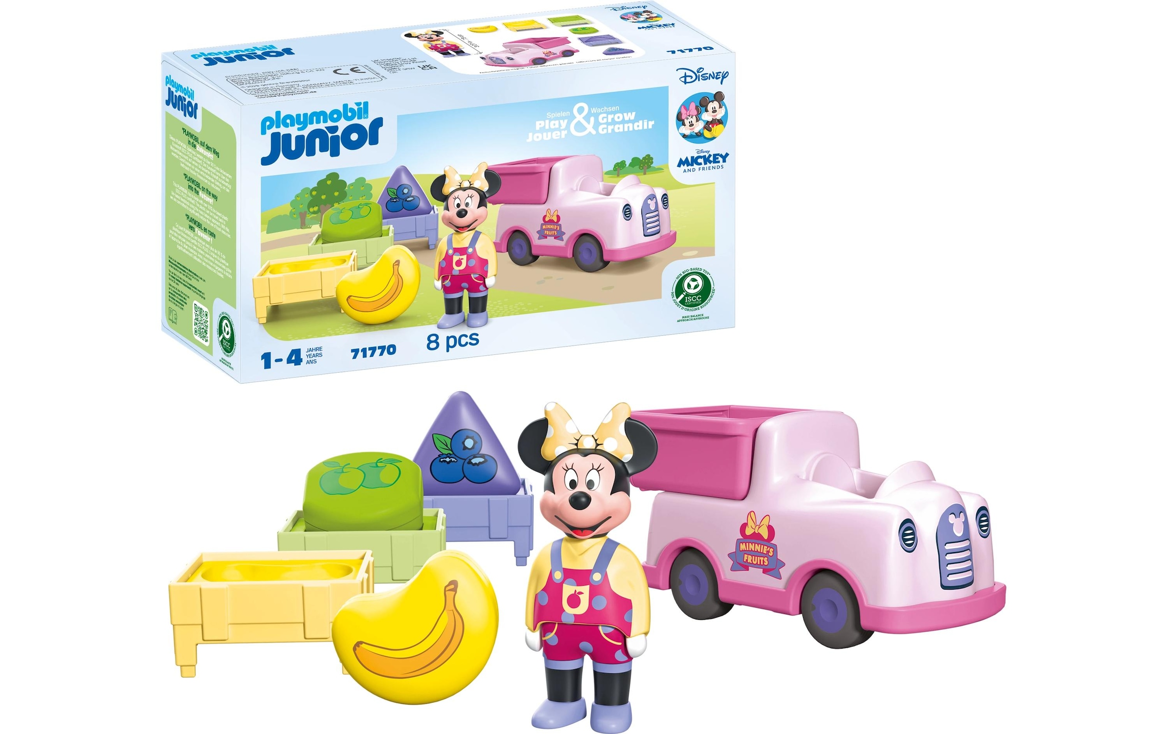 Playmobil® Spielbausteine »Junior Minnie Maus Obst-Transporter Sortierspass 71770«, (8 St.)