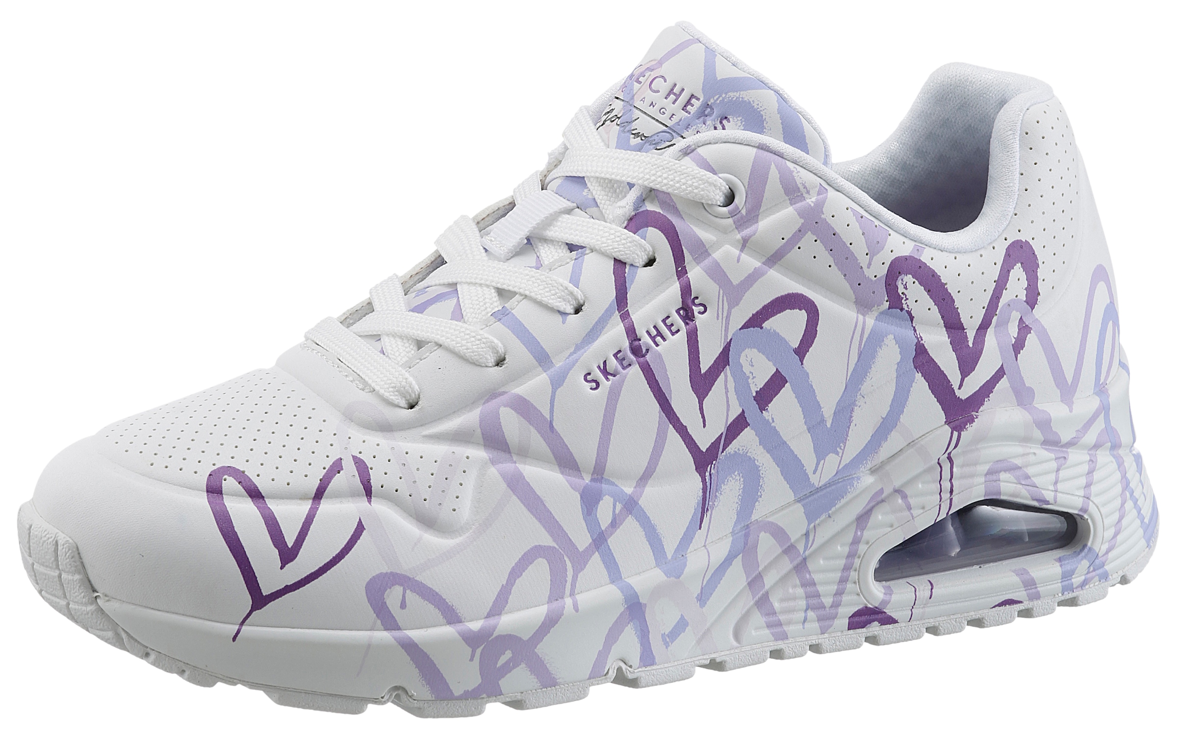 Skechers Wedgesneaker »UNO-SPREAD THE LOVE«, mit auffälligem Graffiti-Print, Freizeitschuh, Halbschuh, Schnürschuh