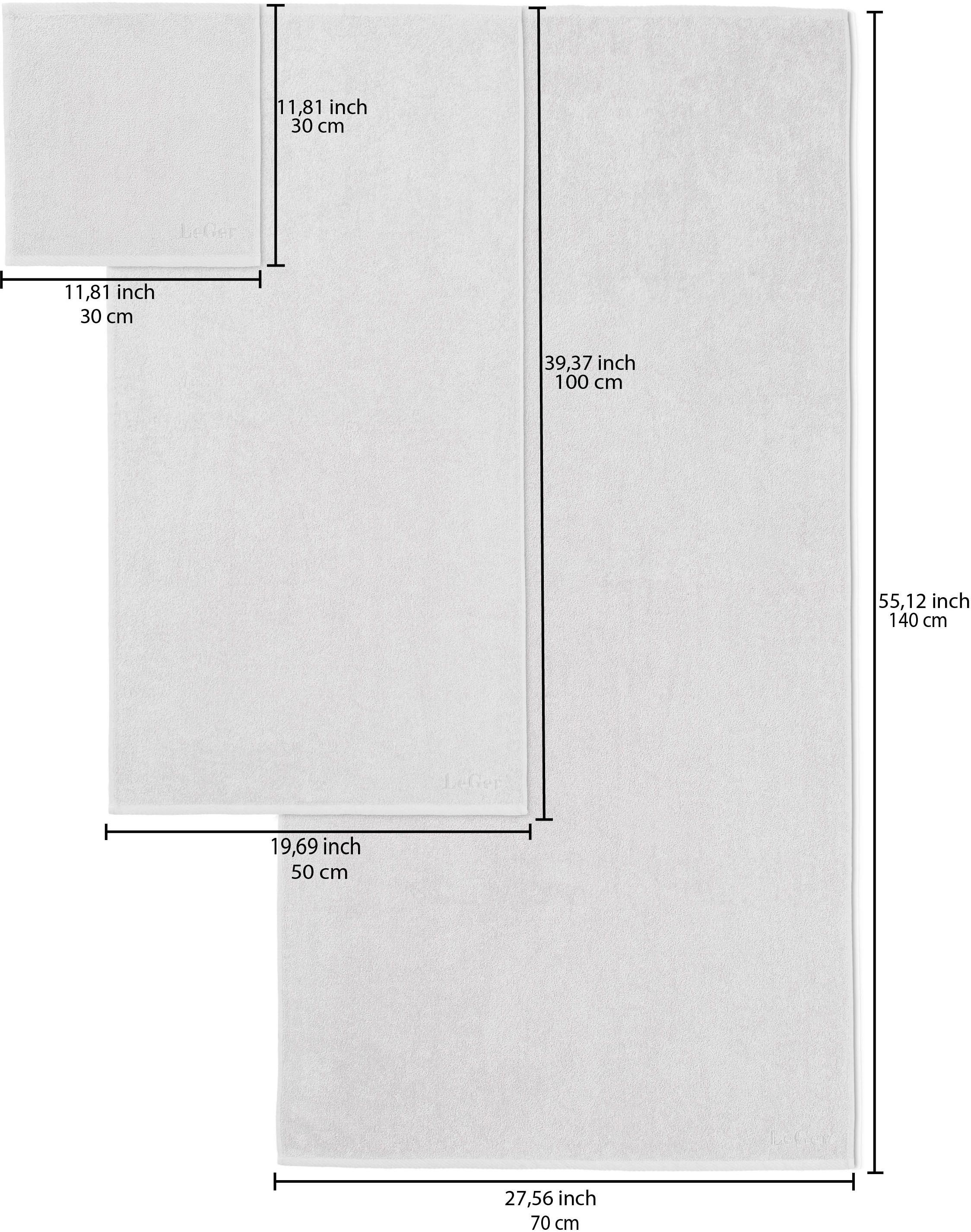 LeGer Home by Lena Gercke Handtuch Set »Lovina, Duschtücher, Handtücher, Seiftücher«, (6 St., 2 Duschtüchern (70x140cm)-2 Handtüchern (50x100cm)-2 Seiftüchern (30x30cm), Handtücher mit Logostikerei, 100% Baumwolle, einfarbig, weich