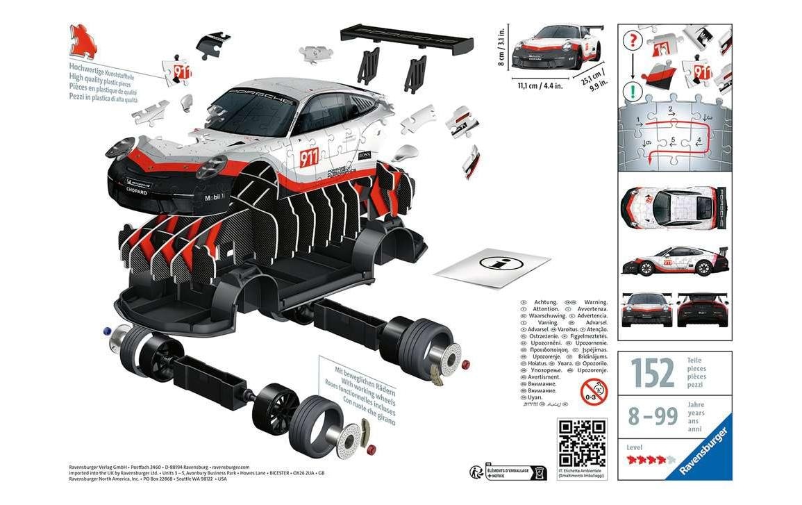 Ravensburger 3D-Puzzle »Porsche 911 GT3 Cup«, (152 tlg.)