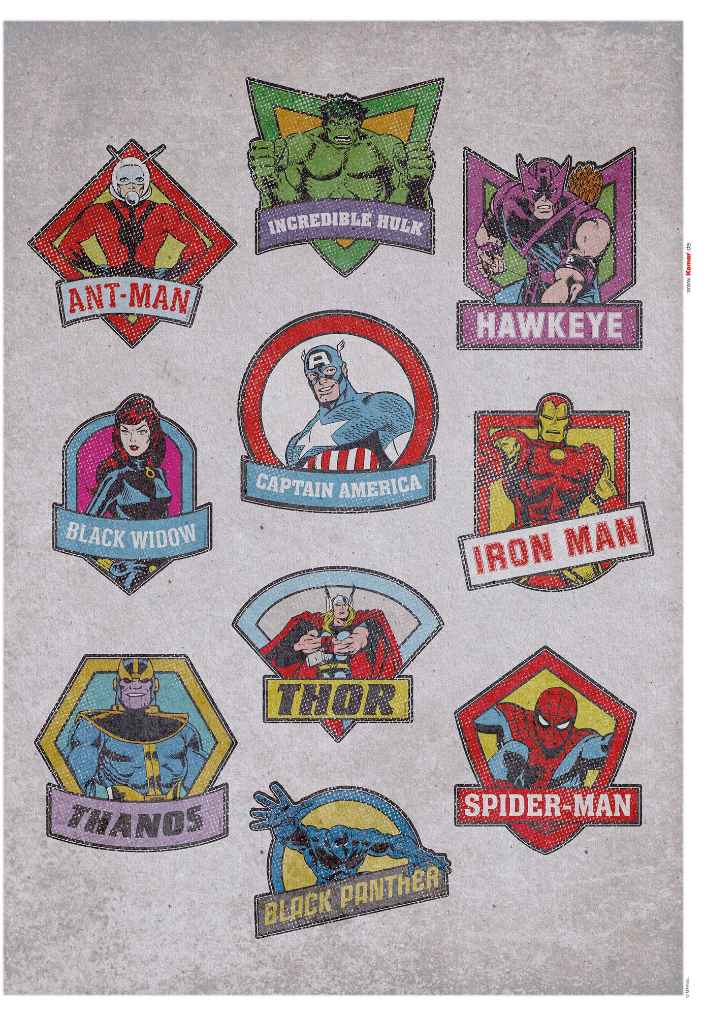 ✵ Komar Wandtattoo »Avengers Badges«, (10 St.), 50x70 cm (Breite x Höhe), selbstklebendes  Wandtattoo online bestellen | Jelmoli-Versand | Kinderzimmer-Wandtattoos