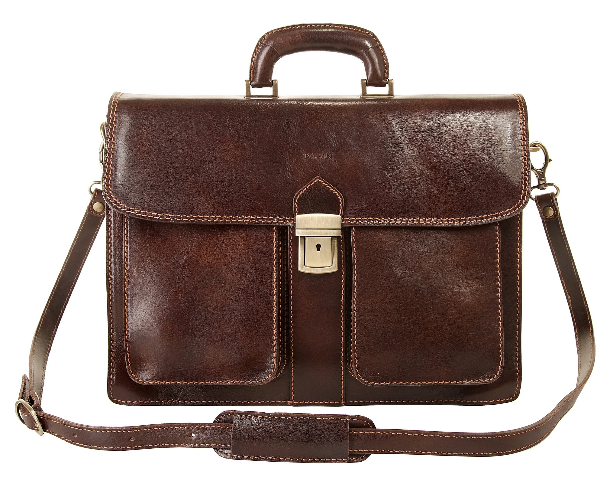 Bagan Aktentasche, echt Leder, Made in Italy
