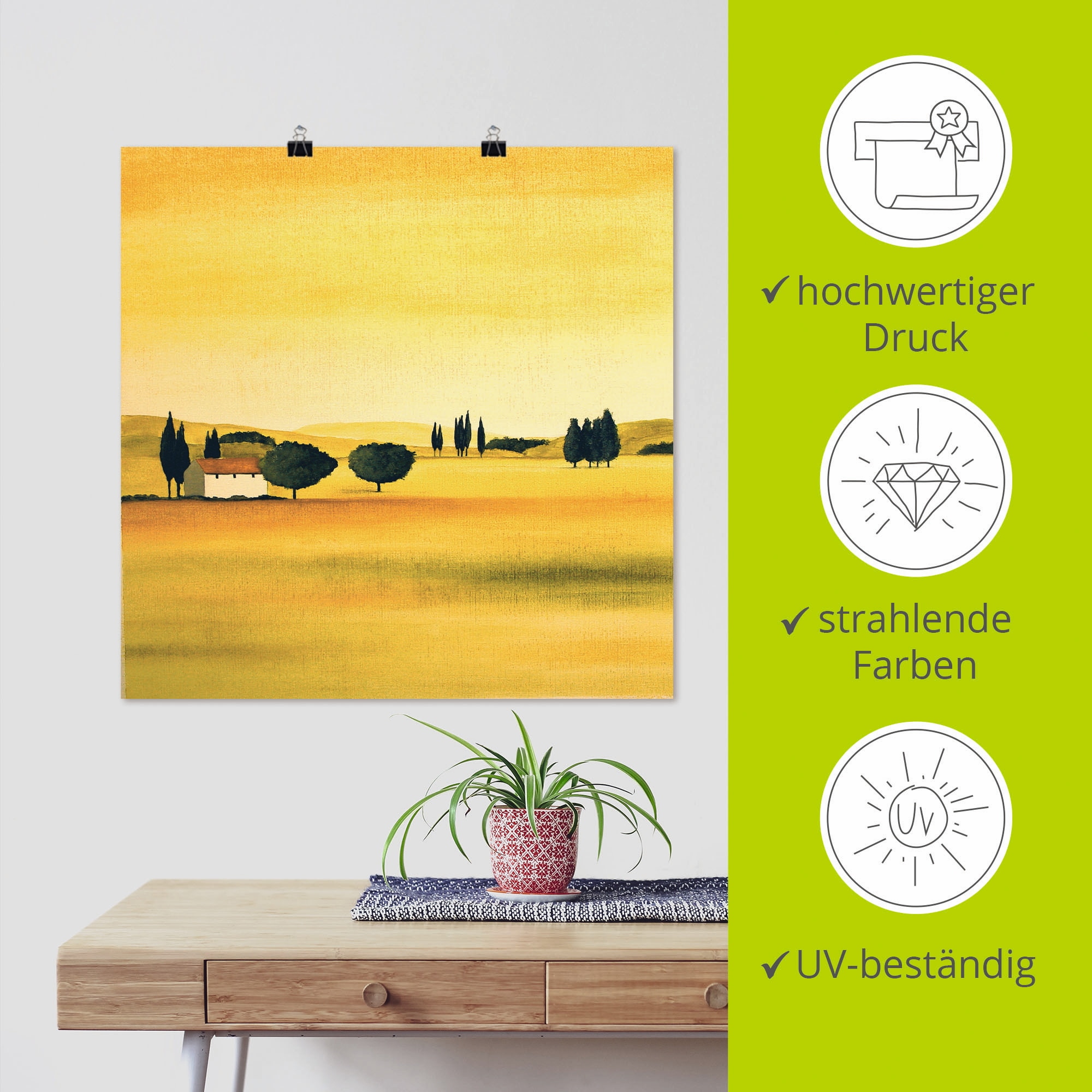 Artland Poster »Sonniger Tag I«, Felder, (1 St.), als Leinwandbild, Wandaufkleber oder Poster in versch. Grössen