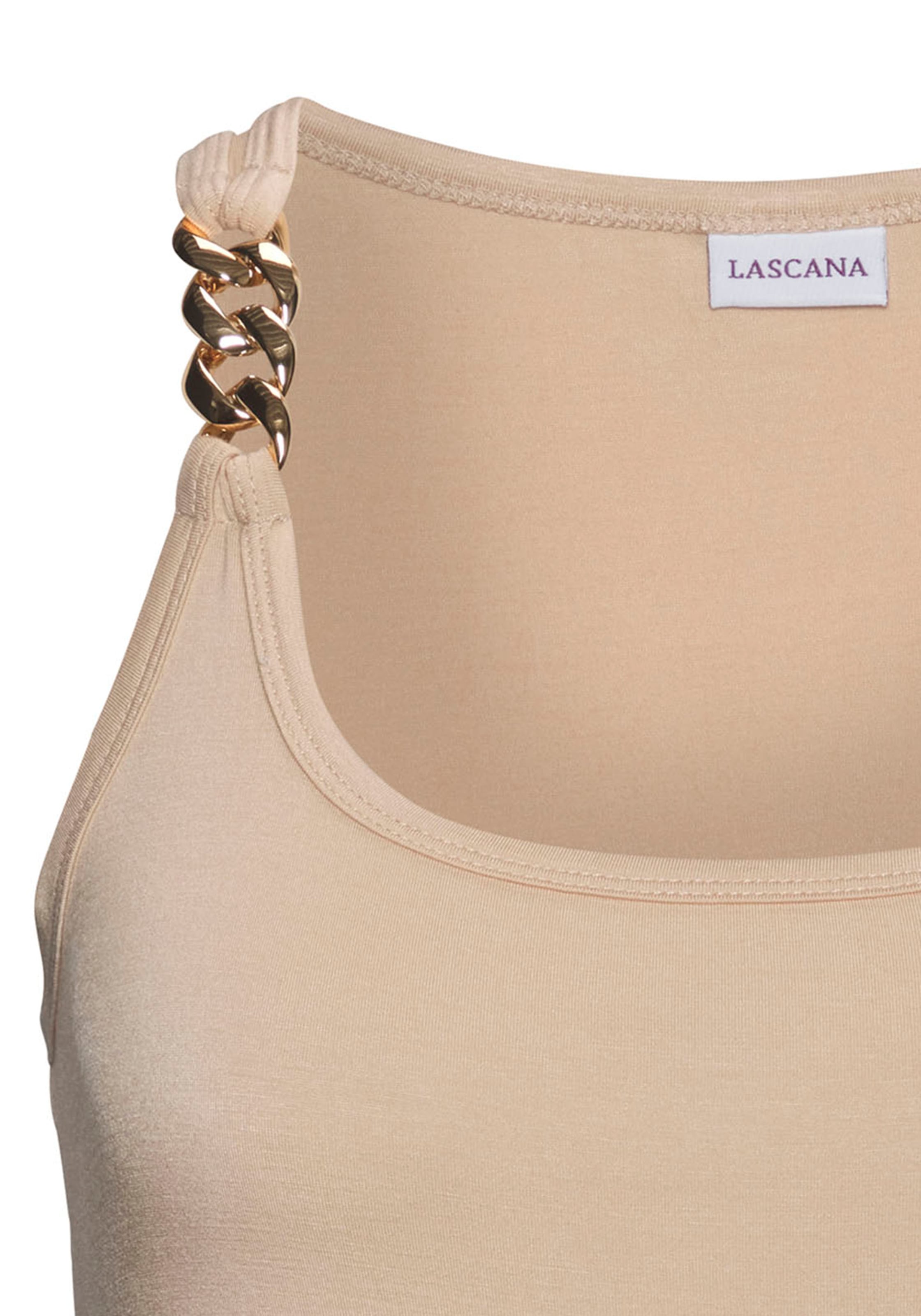 LASCANA Tanktop, mit Kettendetails an den Trägern, figurbetontes Jerseytop