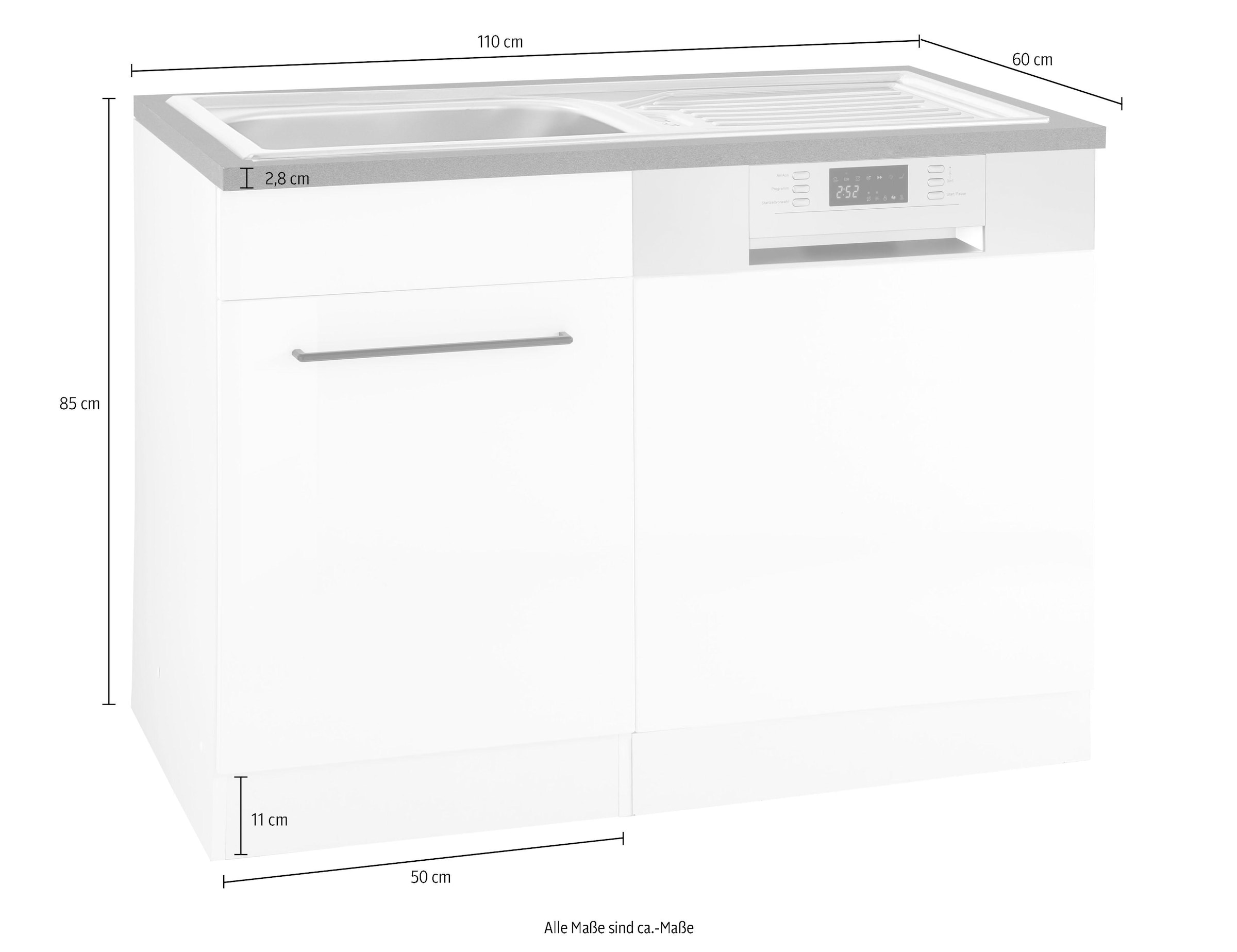 HELD MÖBEL Spülenschrank »Tulsa«, 110 cm breit, inkl. Tür/Sockel für  Einbaugeschirrspüler, Metallgriff kaufen im Jelmoli-Online Shop