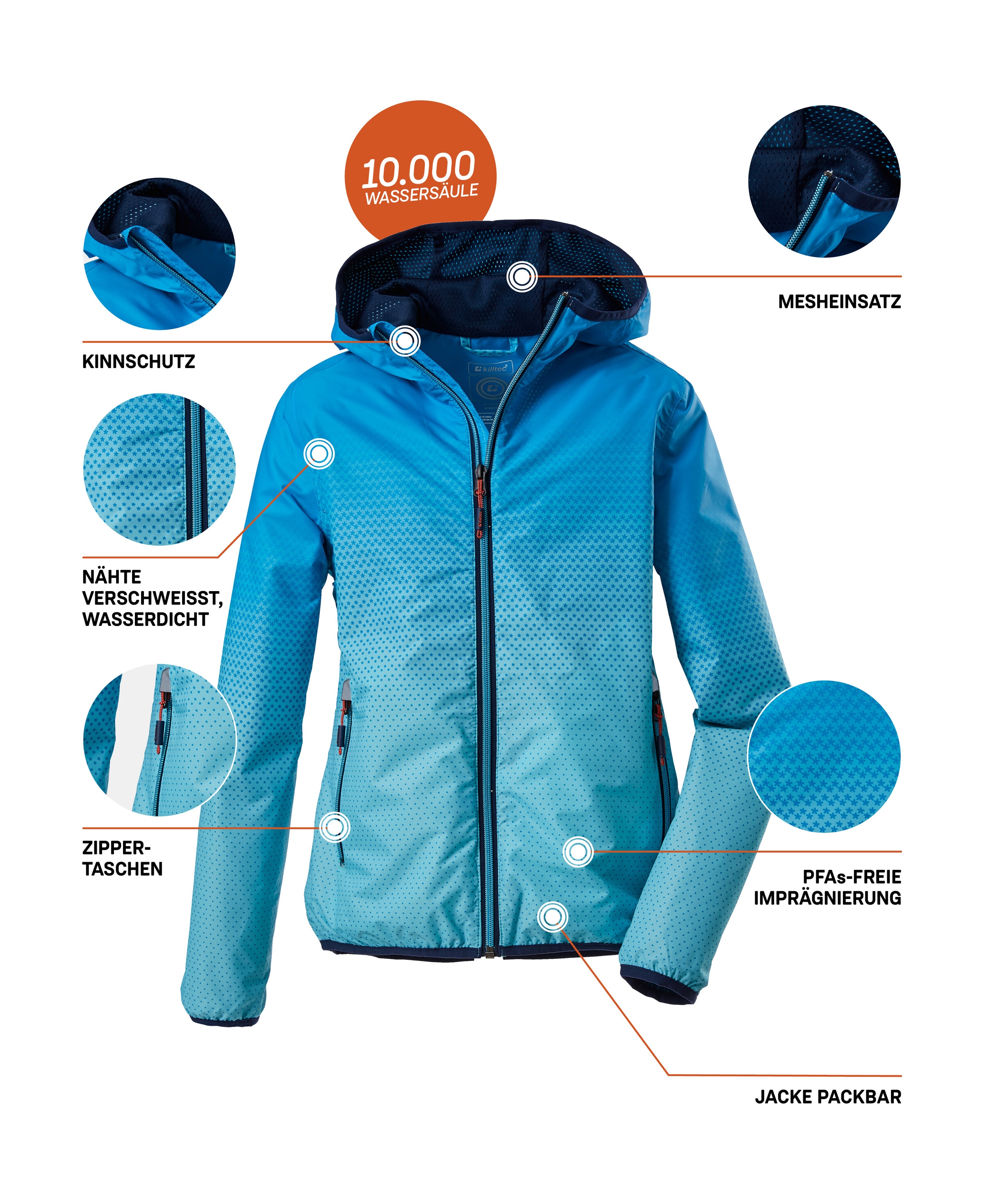 Killtec Outdoorjacke »Lyse GRLS JCKT A«, Leichte Mädchen Funktionsjacke von killtec, wasserdicht, packbar