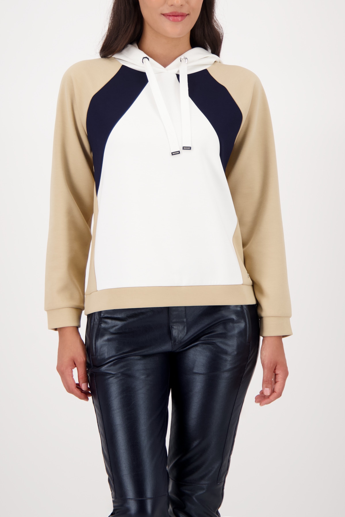 Monari Kapuzensweatshirt »Sweatshirt Colorblock«, Regular fit mit Rundhalsausschnitt