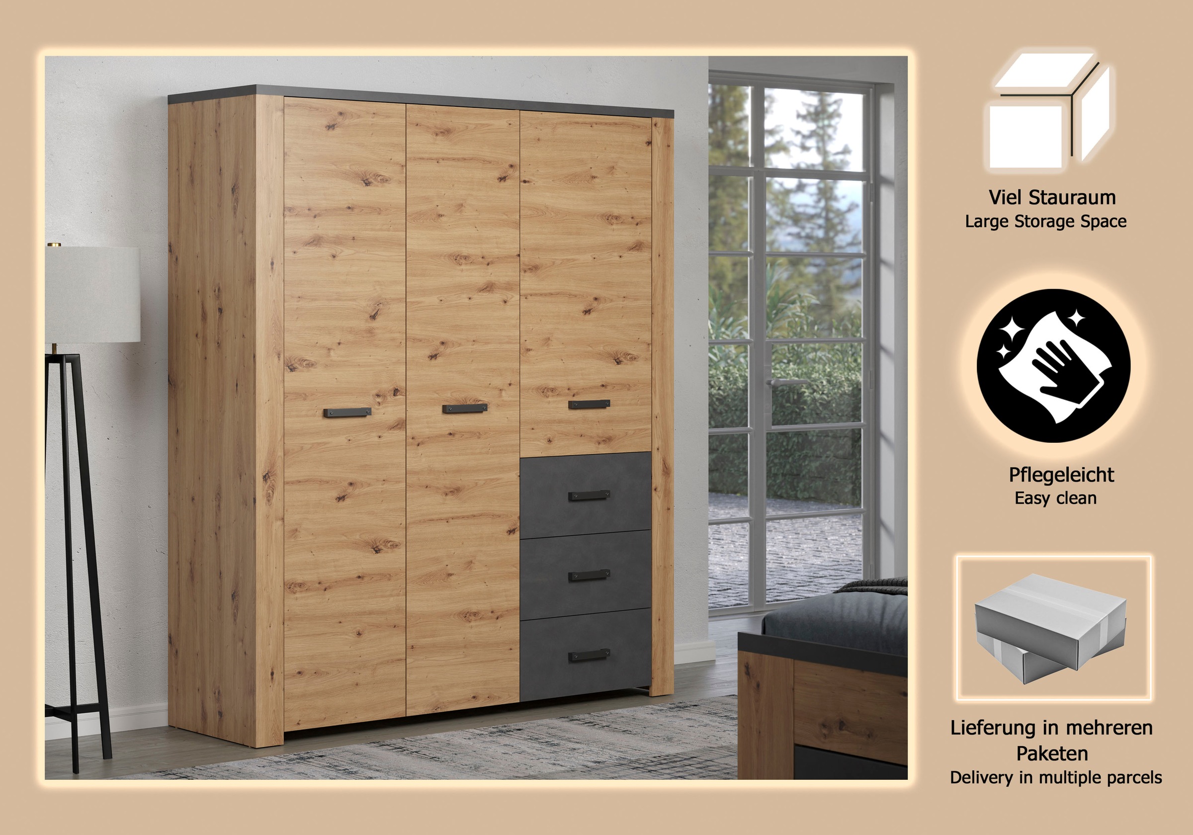 Home affaire Kleiderschrank »Ambres«, (1 St.)