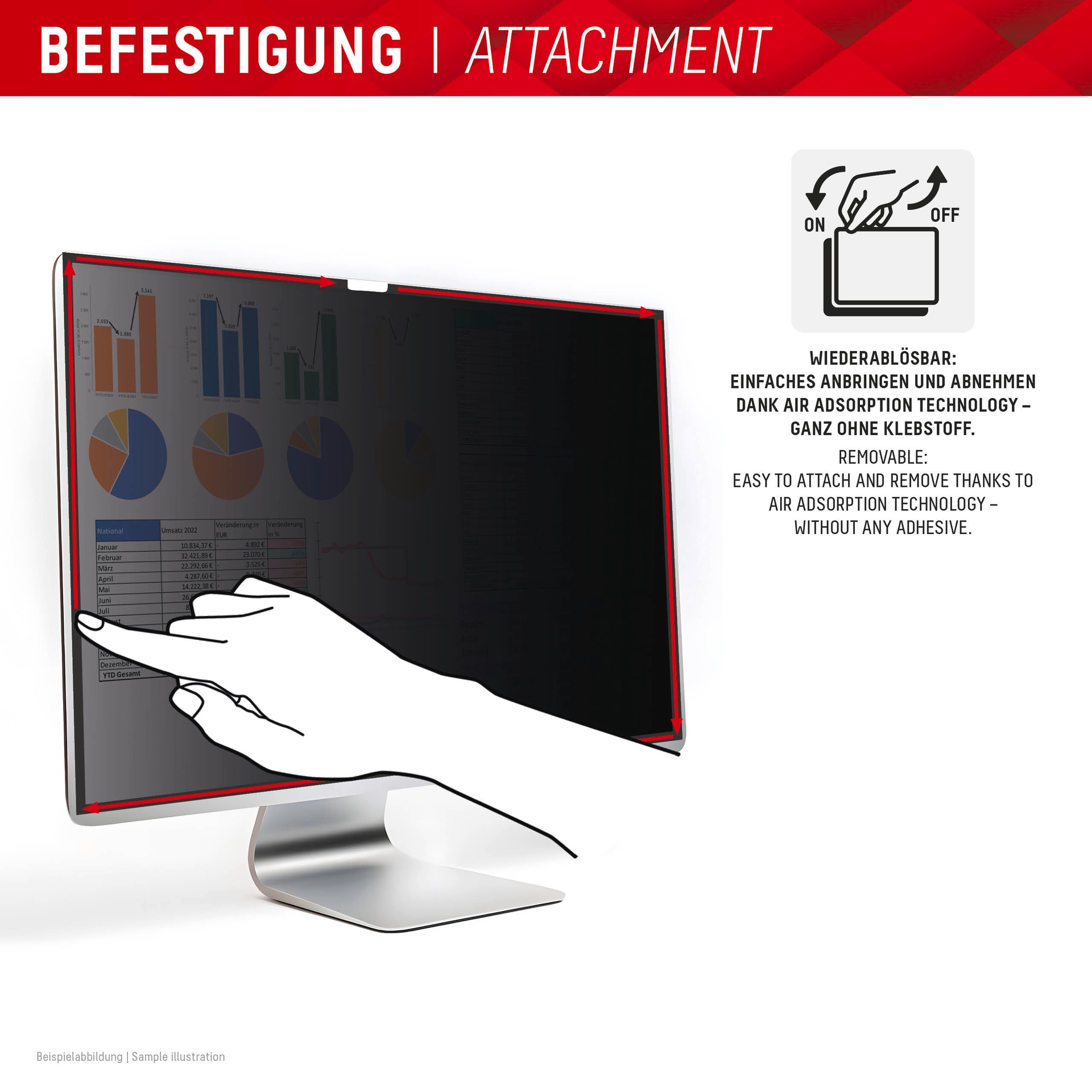Displex Displayschutzfolie »Privacy Safe Blickschutzfilter«, für Apple Studio Display 27, Blickschutzfolie, Schutzfolie, Bildschirmschutz, kratz- & stossfest