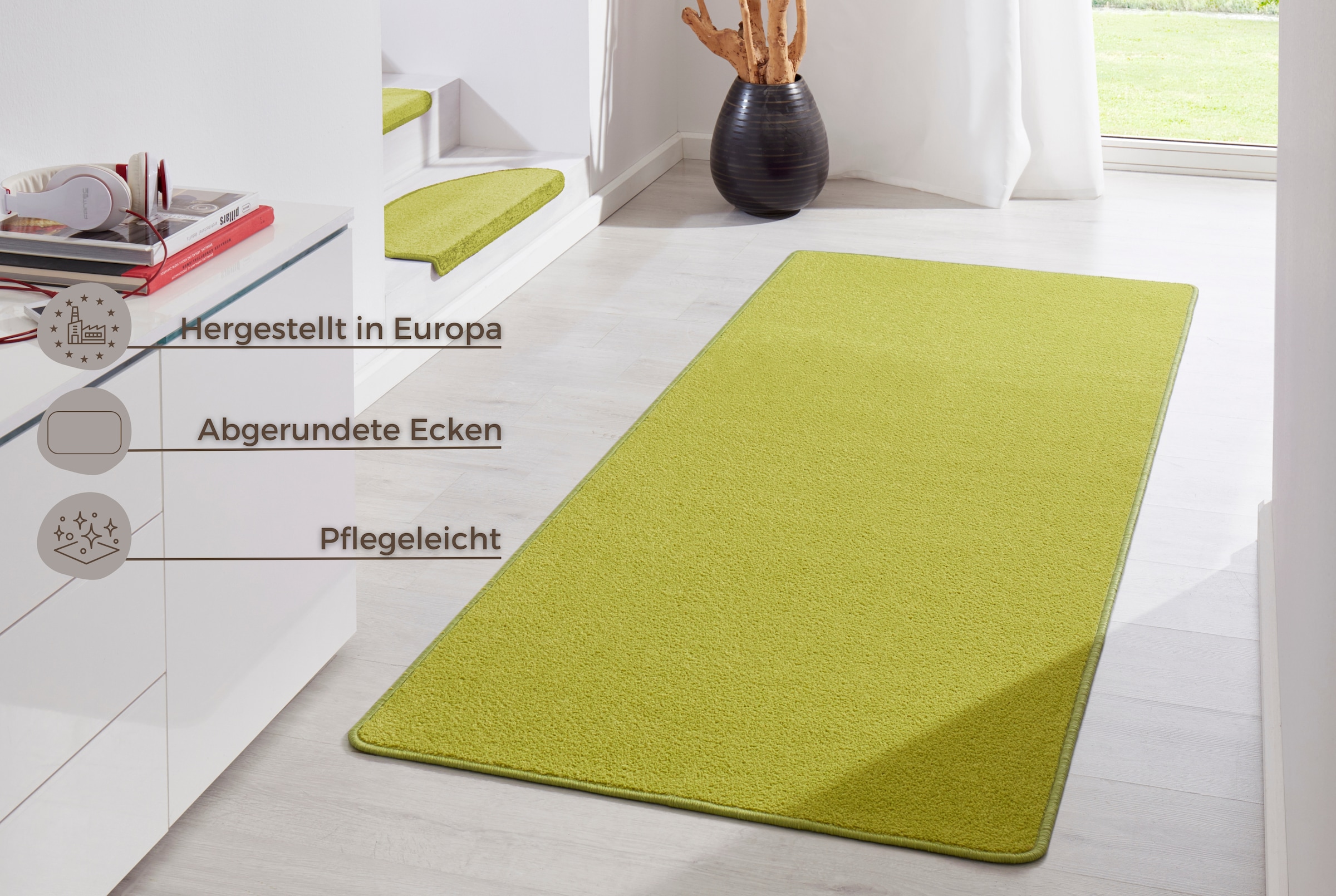 HANSE Home Teppich »Fancy«, rechteckig, 7 mm Höhe, Kurzflor, Läufer, uni, gekettelt, Wohnzimmer, Schlafzimmer, Esszimmer