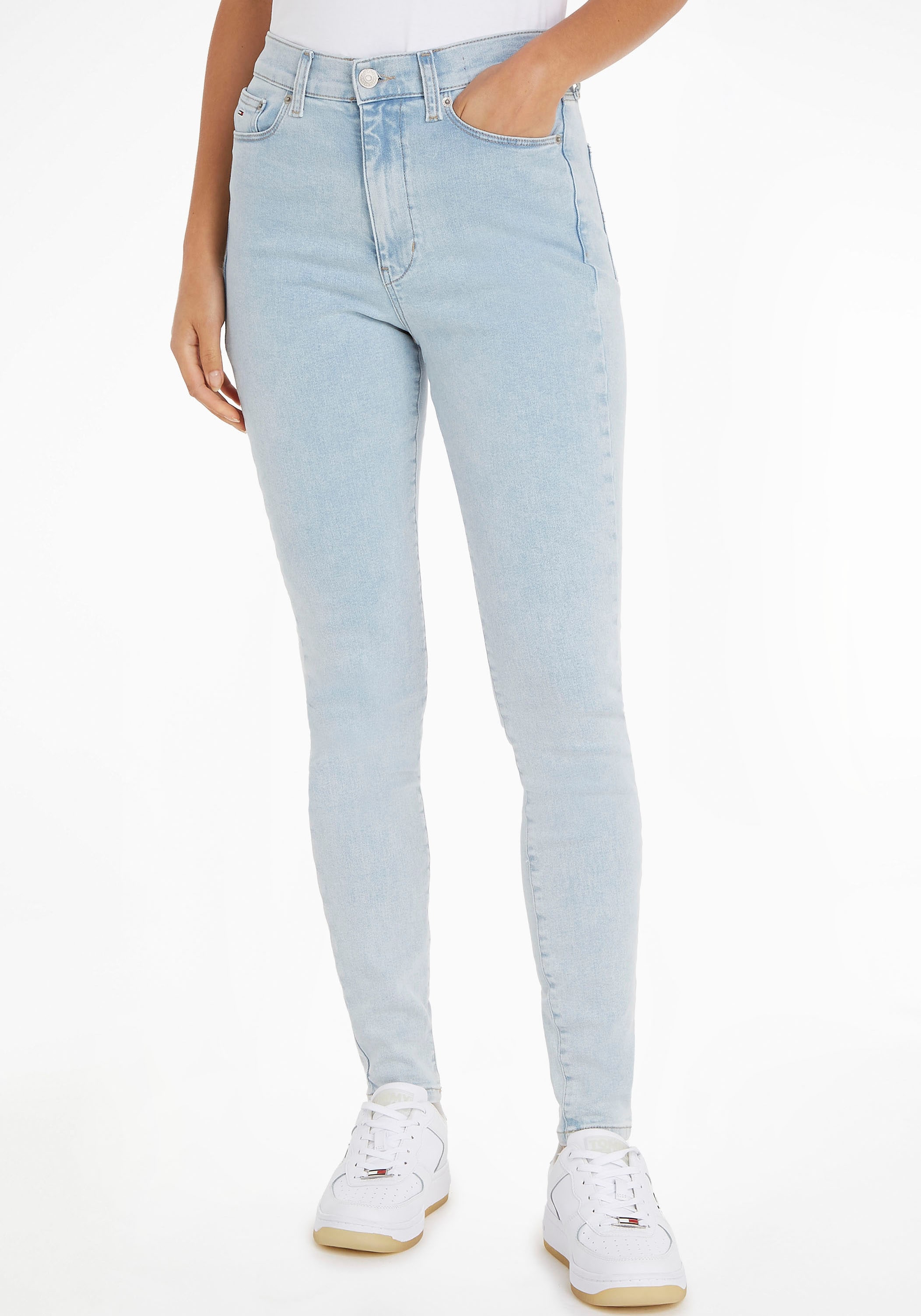 Jeans Tommy Jelmoli-Versand elastischer im | aus online Skinny-fit-Jeans, bestellen Baumwolle 5-Pocket-Style