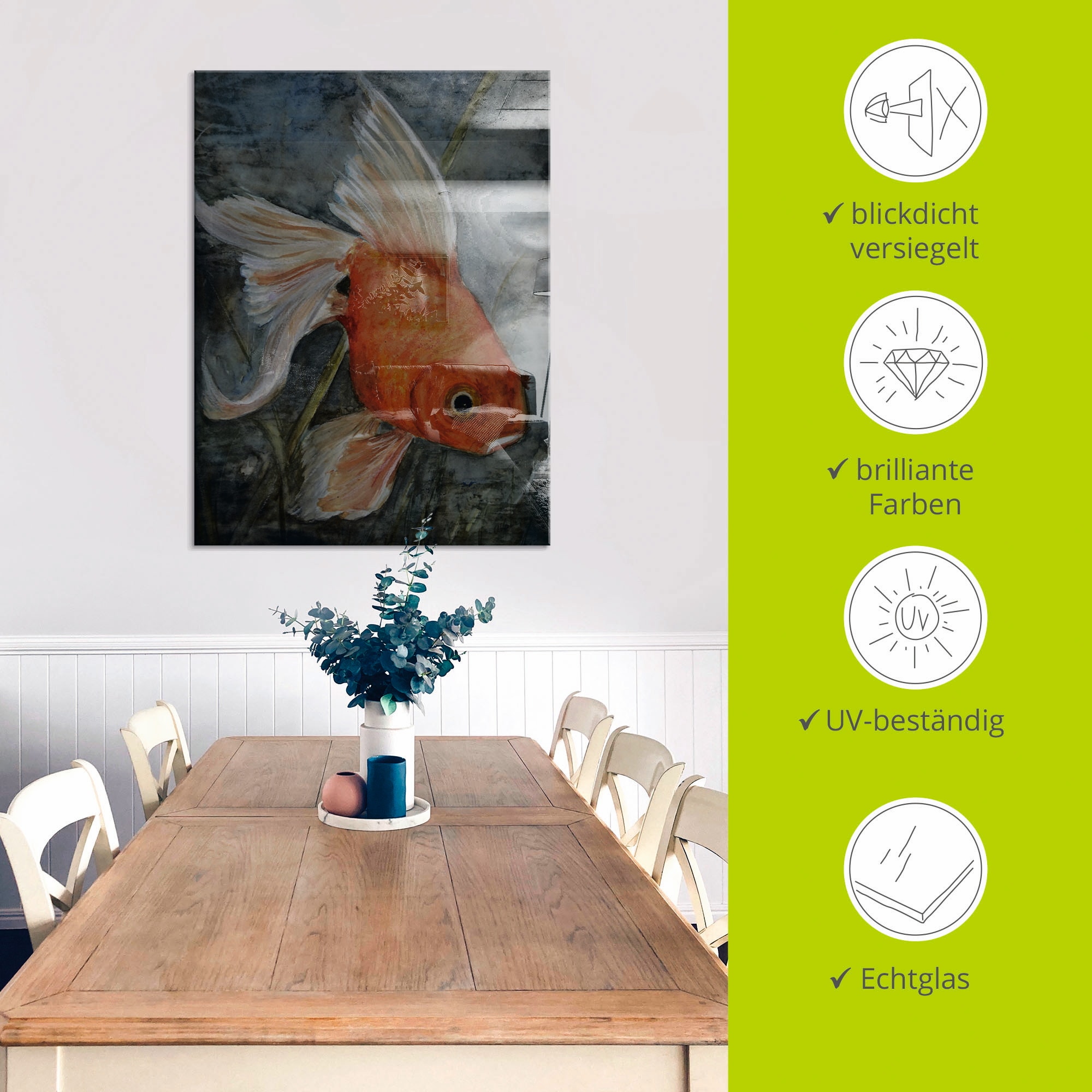 Artland Glasbild »Feng Shui - Goldfisch«, Wassertiere, (1 St.), in verschiedenen Grössen