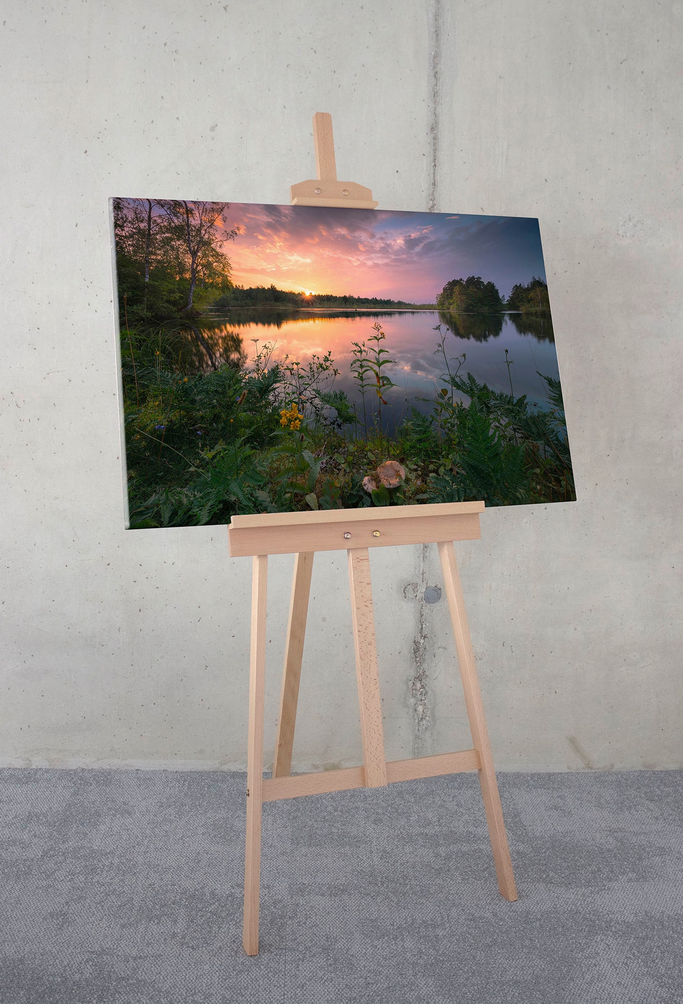 Komar Leinwandbild »Abends in Schweden - Grösse 90 x 60 cm«, Baum-Blätter-Natur-Berge-Blumen-Foto-Jahreszeiten-Landschaft-Meer-Strand-Palmen, (Packung, 1 St.), Keilrahmenbild mi Echtholzrahmen
