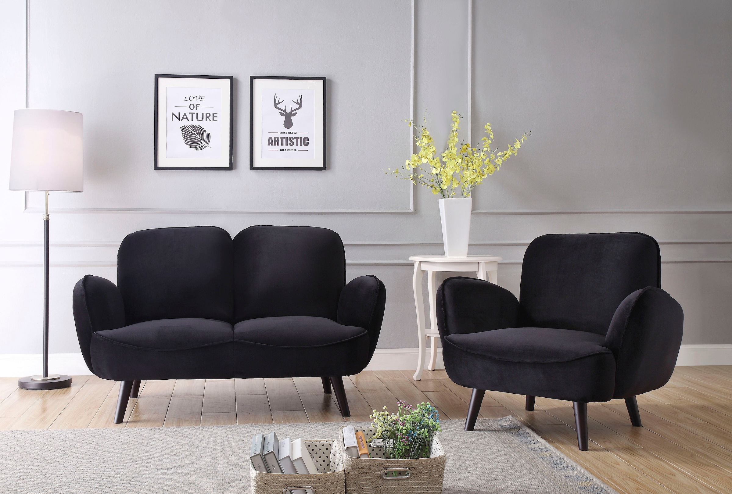 ATLANTIC home collection 2-Sitzer »Ben«, mit Wellenunterfederung, Massivholzfüsse, frei im Raum stellbar