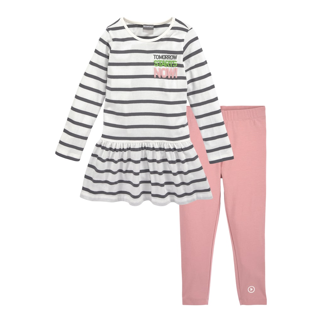 KIDSWORLD Kleid & Leggings »Tomorrow starts now!«, (Set, 2 tlg.), süsses Outfit