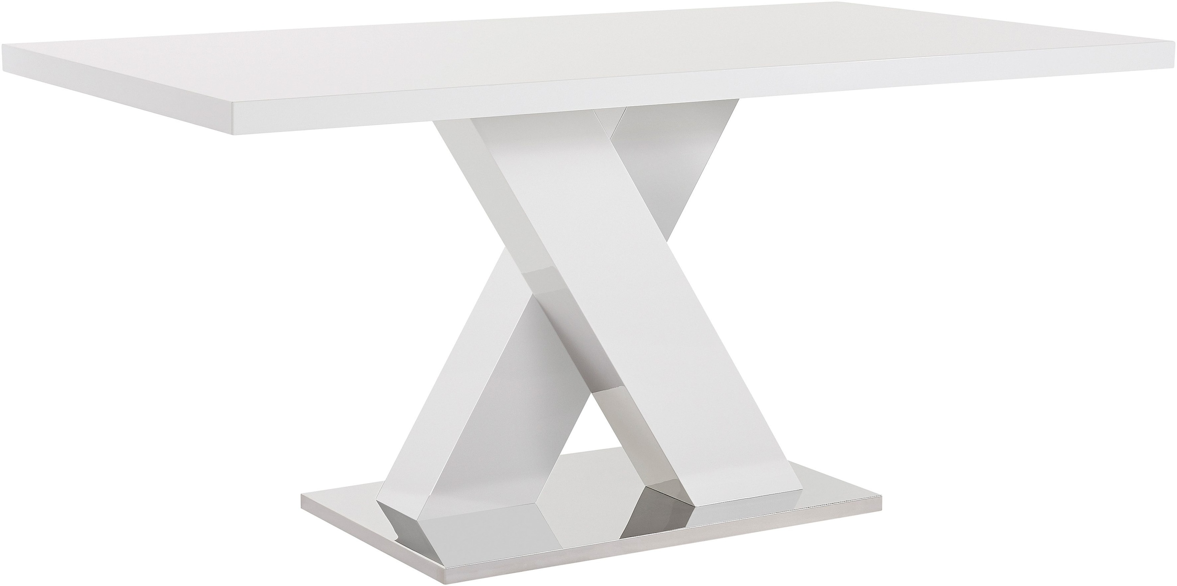 INOSIGN Esstisch »Ali, TOPSELLER! Modernes Design«, (Tisch, Küchentisch), Breite 160 cm, weiss Hochglanz, Bodenplatte aus Metall