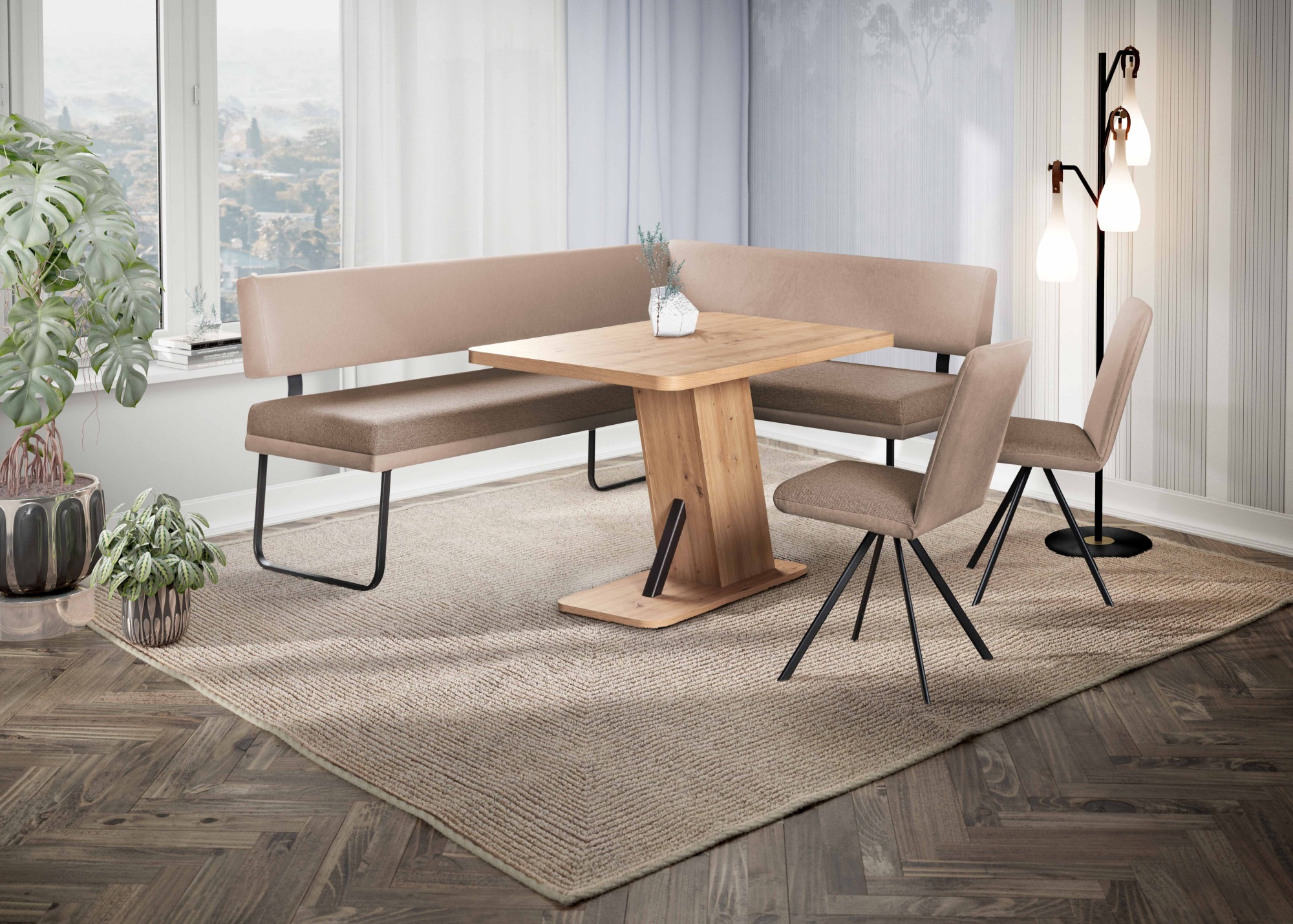 OTTO home Esszimmerstuhl "Gabi Polsterstuhl, Küchenstuhl, 4-Fußstuhl" () Gestell aus matt-schwarzem Flachmetall, stabil, 2-Stoff-Design