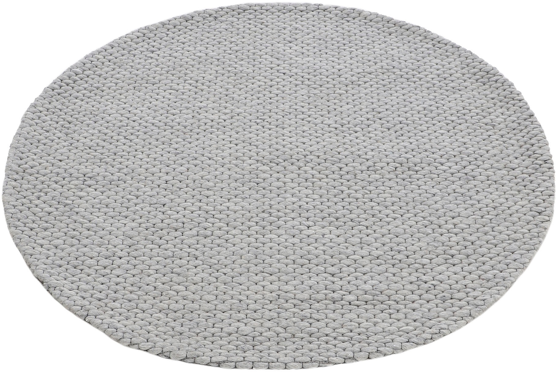 carpetfine Wollteppich »Sina«, rund, 14 mm Höhe, grobe Struktur, Zeitloses Design, reine Wolle, Wohnzimmer