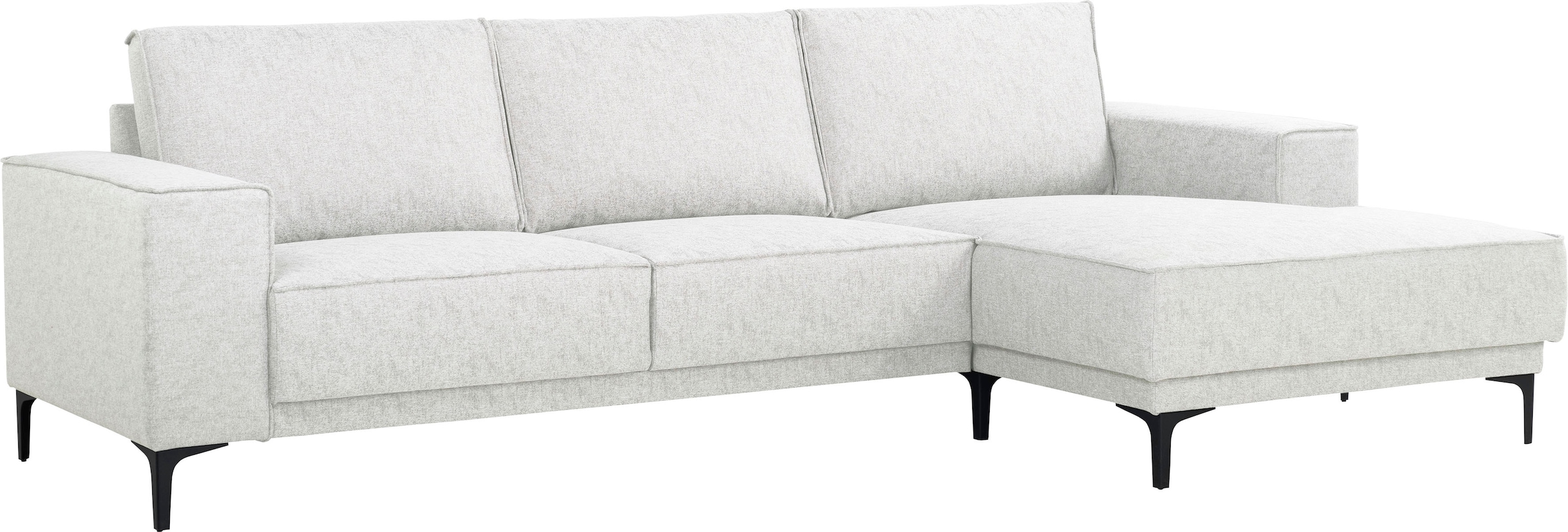 Places of Style Ecksofa »Polsterecke Oland, Struktur, Flachgewebe, Luxus-Microfaser, Boucle«, L-Form, 280 cm, Wellenunterfederung, Skandi-Design, Metallfüsse