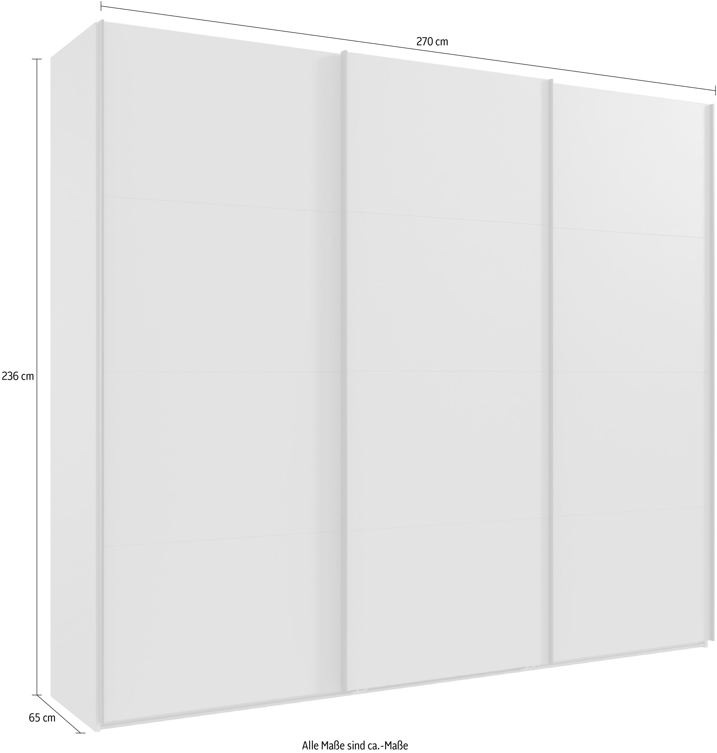Wimex Kleiderschrank »Mugano, Made in Germany, Lieferung bis in Deine Etage und Stellort«, (wähle Deine Ausstattung: Basic oder Premium!), 3 Schwebetüren, grosse Grössen, mit oder ohne Spiegel, Metallgriffe