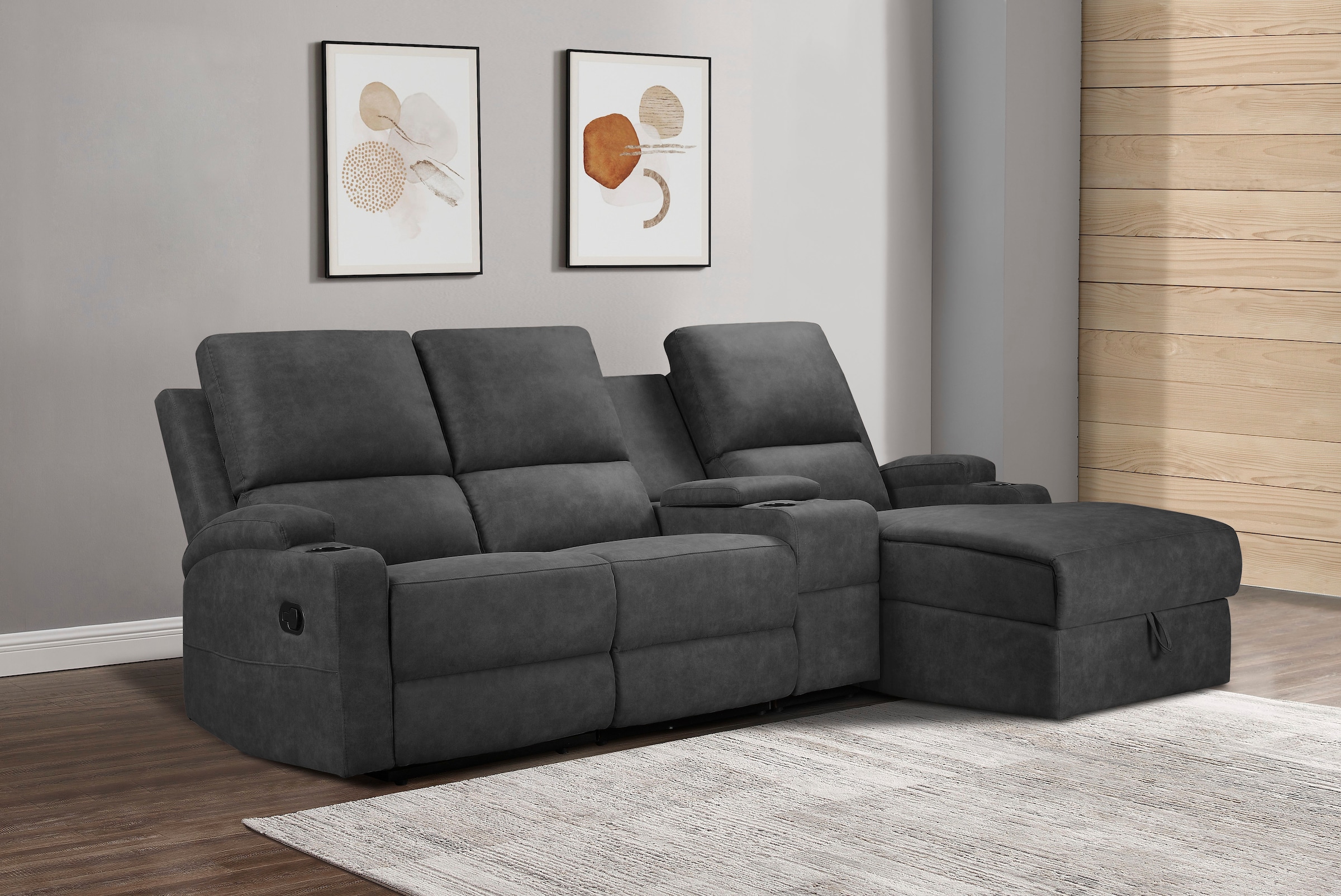 Home affaire Ecksofa »Napori Multimediasofa, 3er Kinosessel XXL, L-Form,«, Kinosofa mit Relaxfunktion, Getränkehalter, Staufach und Staukasten