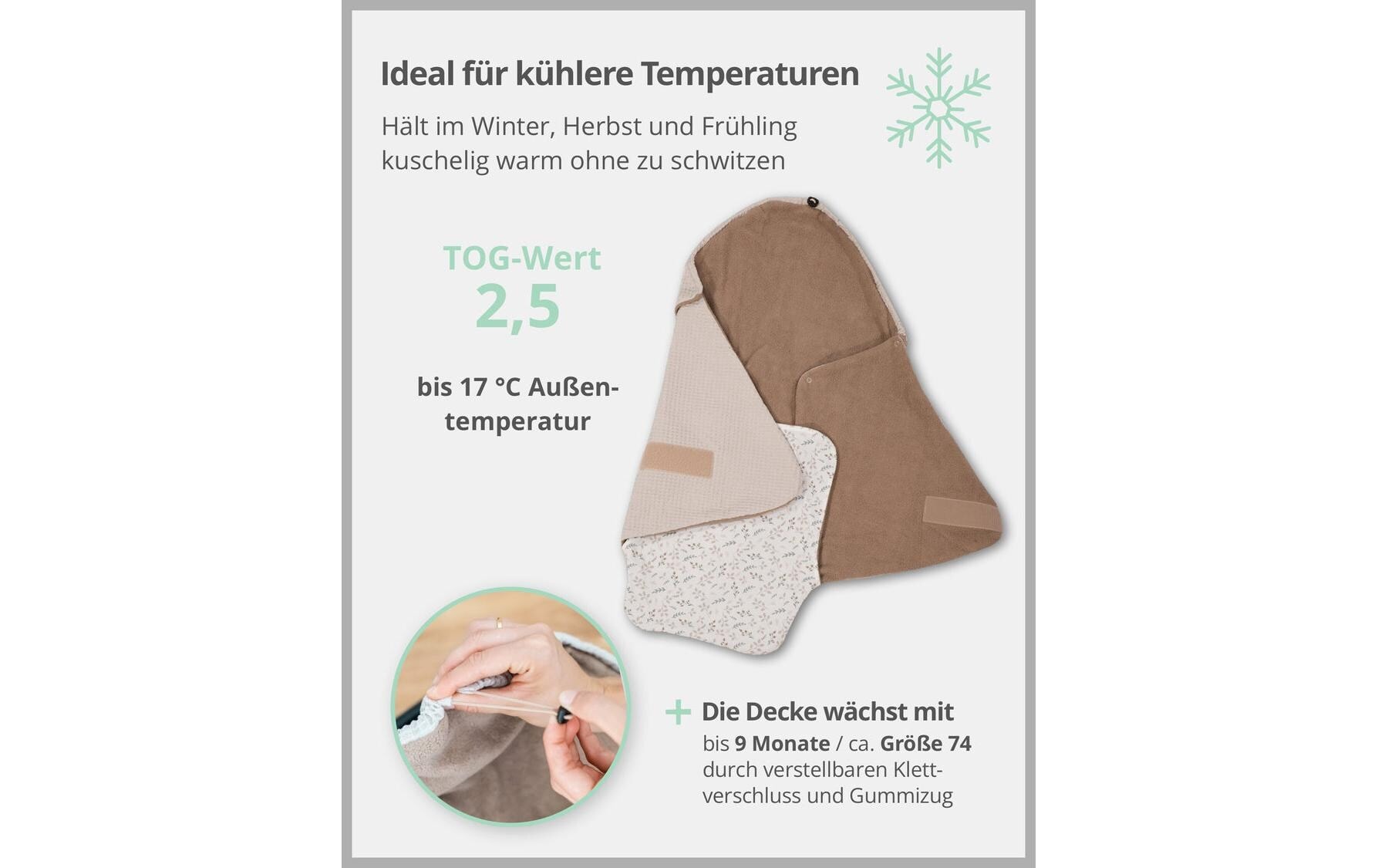 ULLENBOOM ® Babydecke »Waffel Floral Sand«