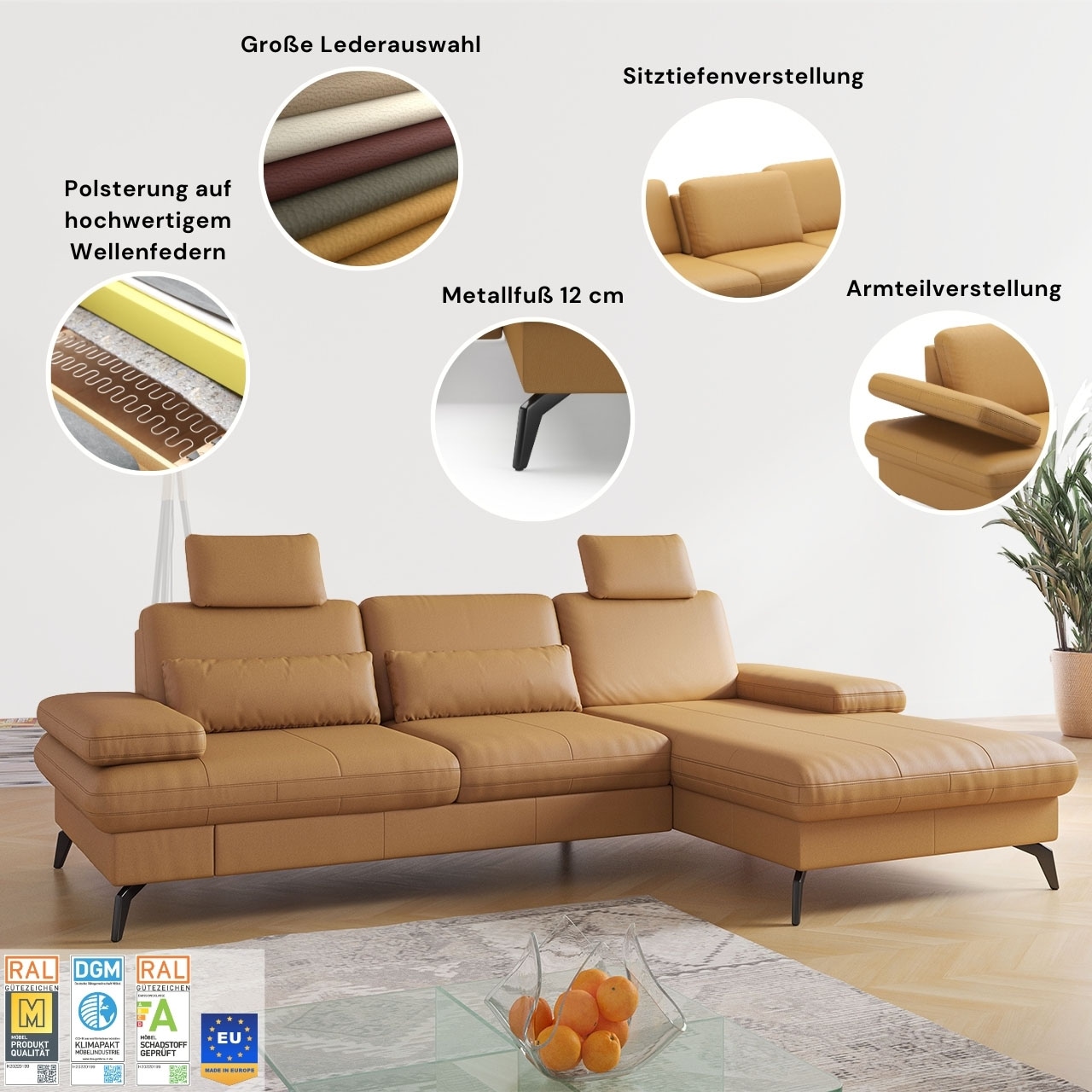 sit&more Wohnlandschaft »Morris Jubi U-Form«, inkl. Armteilfunktion und 1 Zierkissen, wahlweise mit Bettfunktion