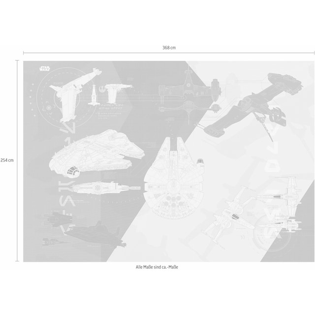 ✵ Komar Fototapete »Star Wars – Technical Plan«, 368x254 cm (Breite x Höhe),  inklusive Kleister online ordern | Jelmoli-Versand