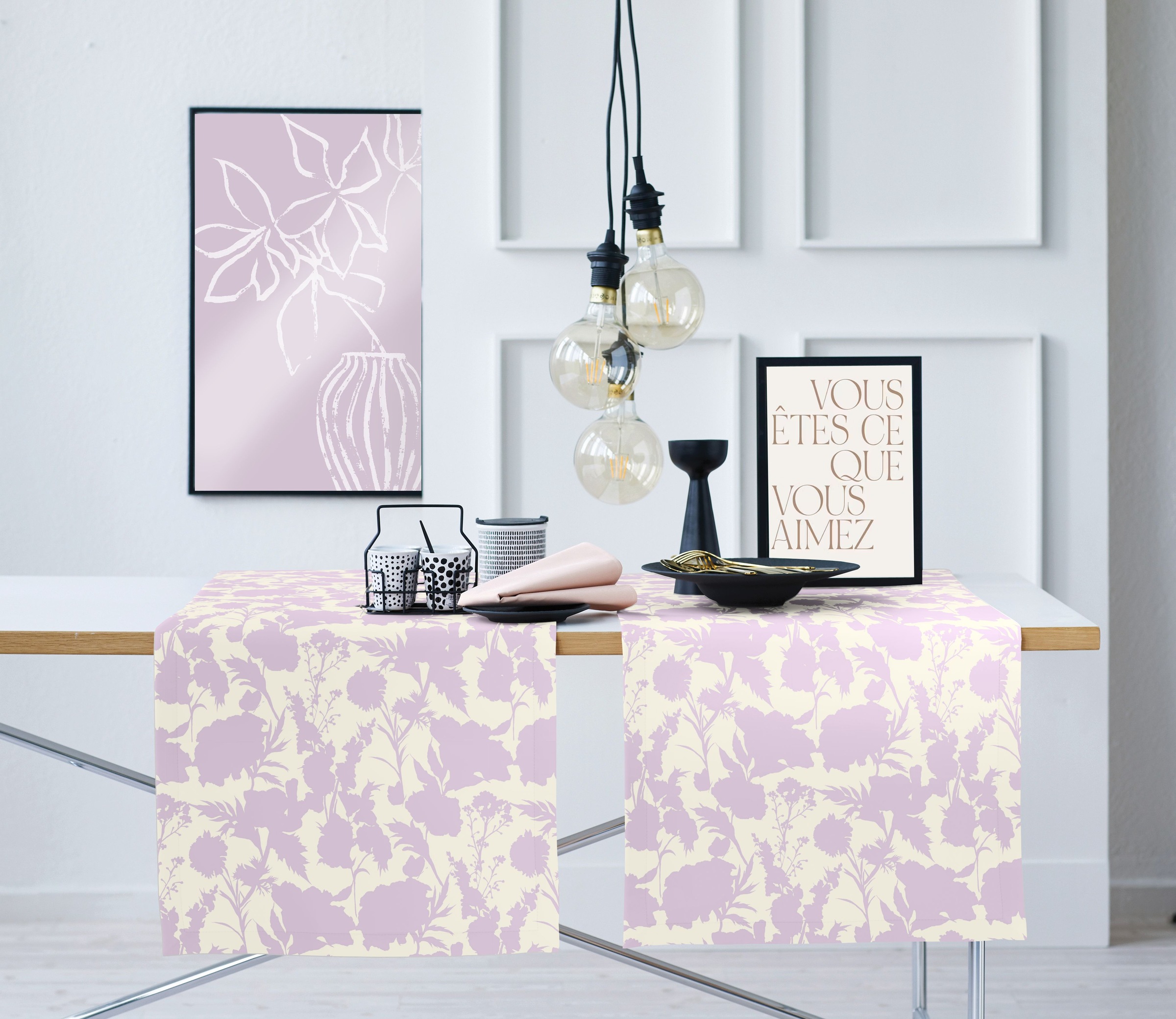 APELT Tischdecke "7002" Stilisierte Sommerblüten als Faux-Uni all-over