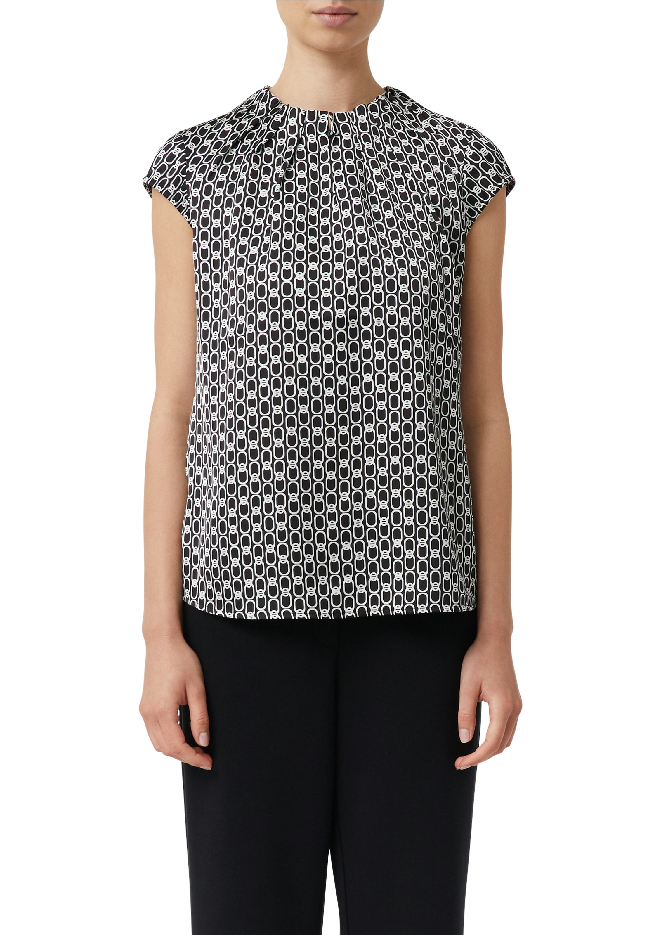 Comma Satinbluse mit All-Over Print