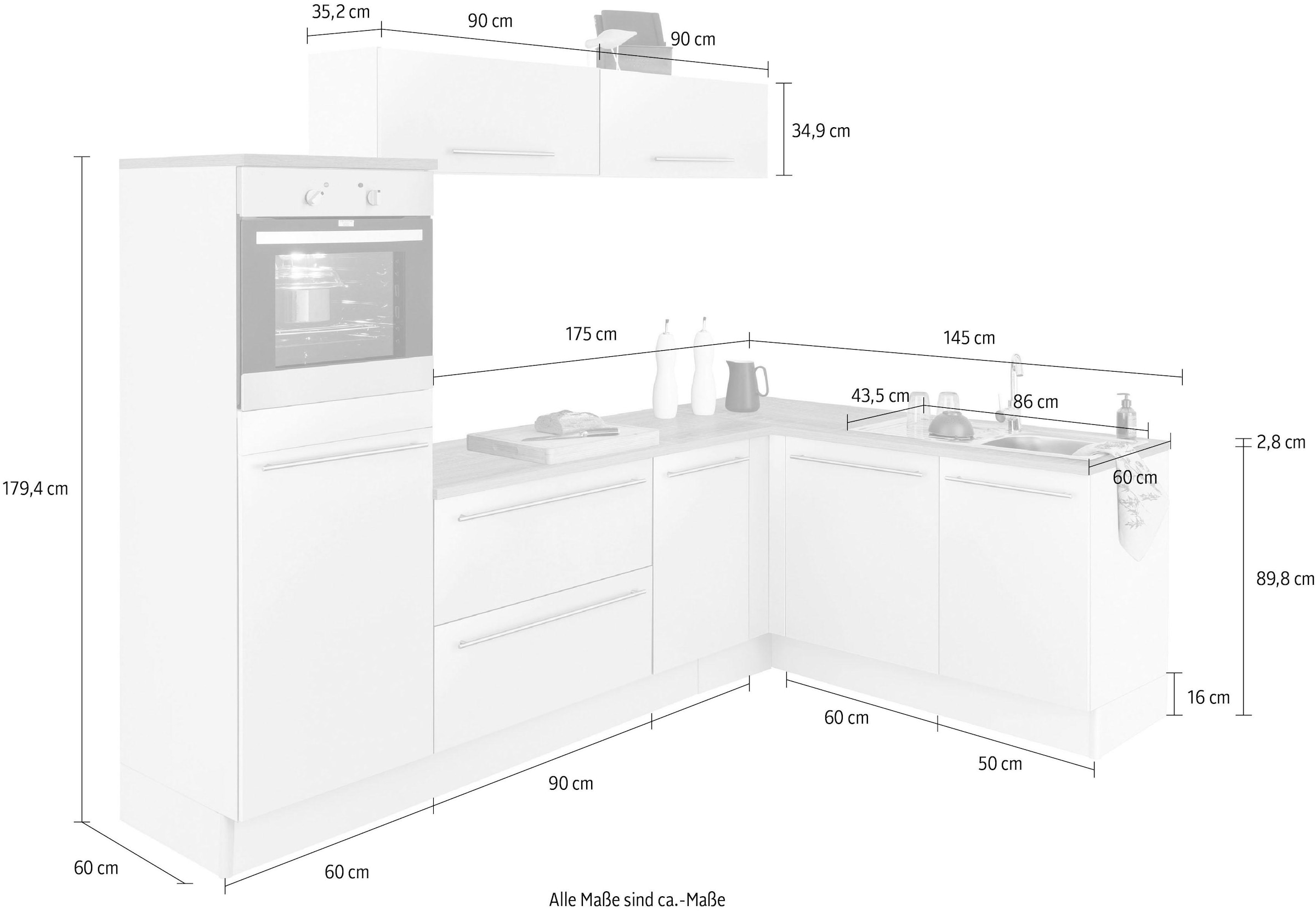 OPTIFIT Winkelküche »Bern«, Stellbreite 265x175 cm, wahlweise mit E-Geräten