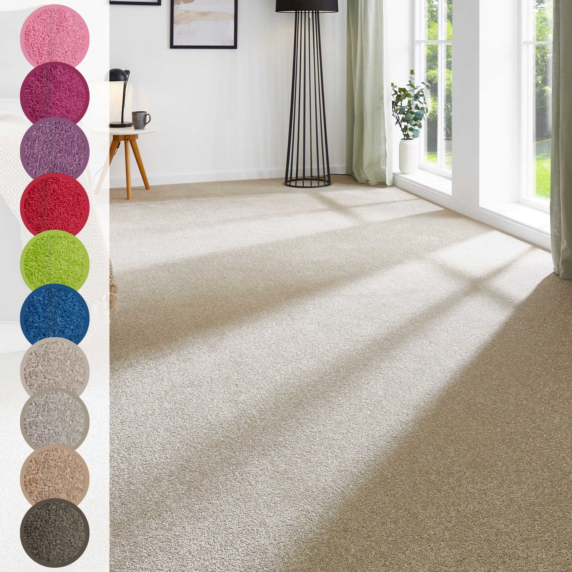 Andiamo Teppichboden "Ines, Kräuselvelours, Made in Netherlands" rechteckig 8,5 mm Höhe Uni Farben, Breite 400 cm, strapazierfähig & pflegeleicht