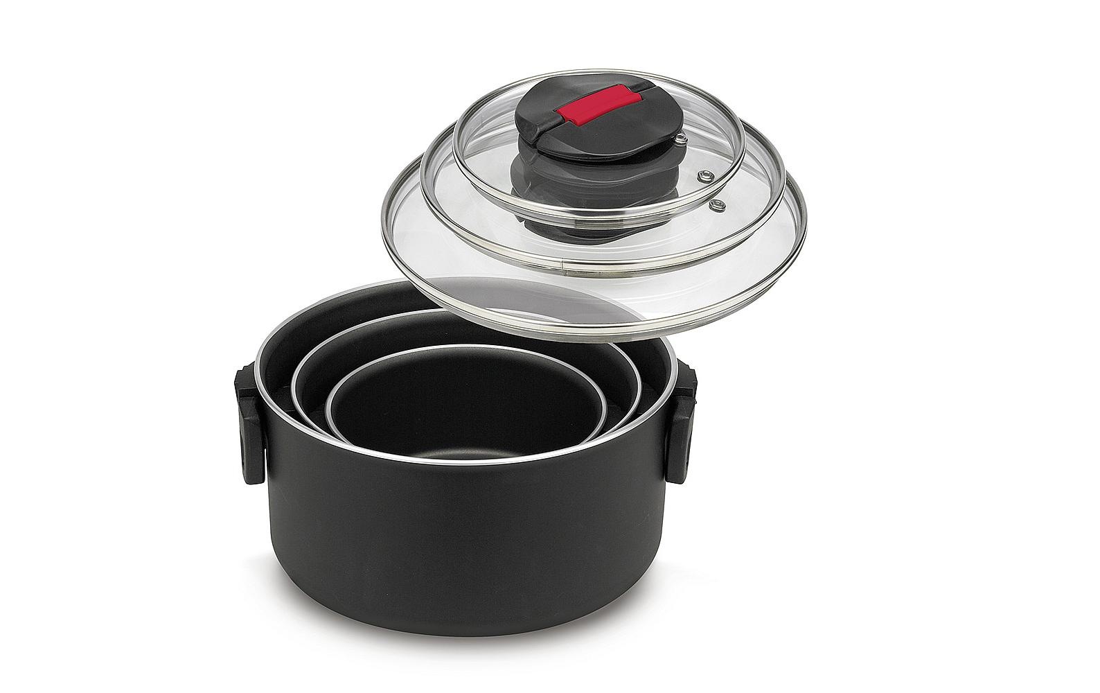 BALLARINI Kochtopf »Kochtopfset Bkeravis Click & Cook 6-tlg.«, Stahlblech