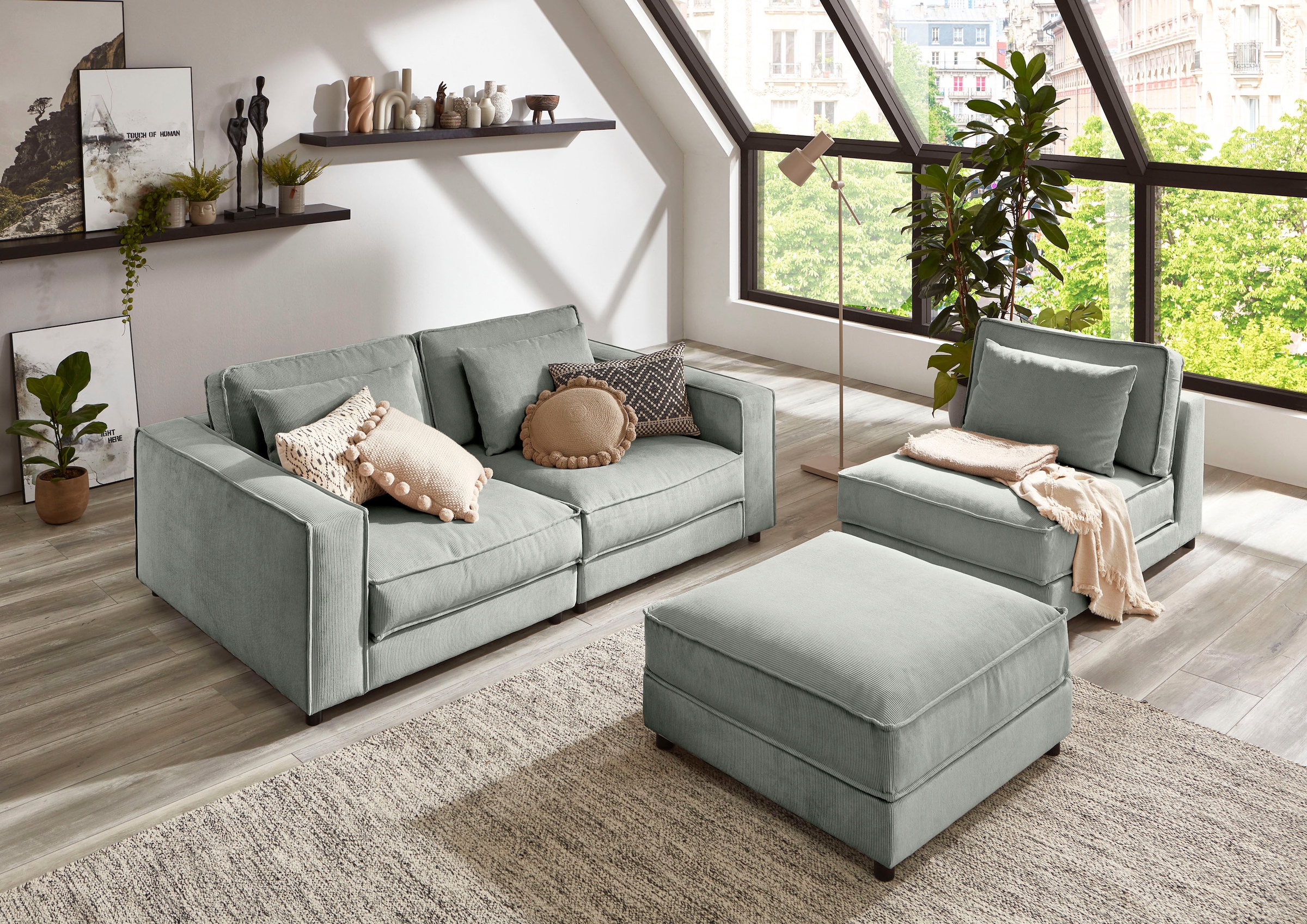 ATLANTIC home collection 2-Sitzer »Valan«, XXL-Sitzfläche, mit Cord-Bezug, frei stellbar, mit Wellenunterfederung