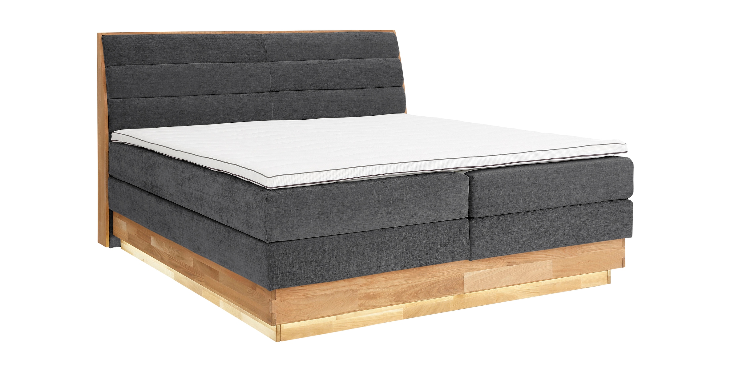 GOODproduct Boxspringbett, LED-Beleuchtung, mit zertifizierten, recycelten Bezugsstoffen