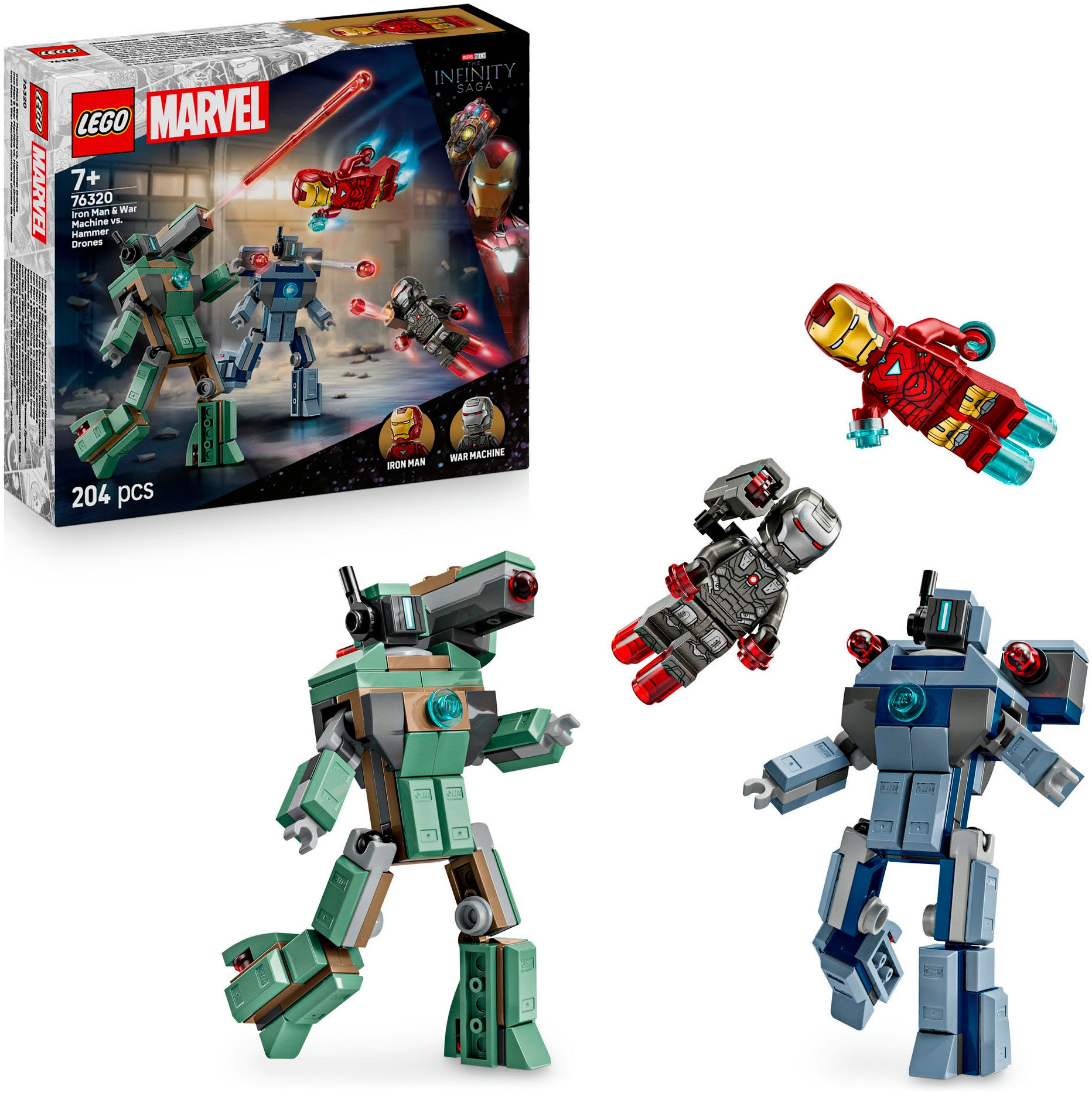LEGO Konstruktionsspielsteine "Iron Man & War Machine vs. Hammer-Drohnen (76320), LEGO Super Heroes" Made in Europe