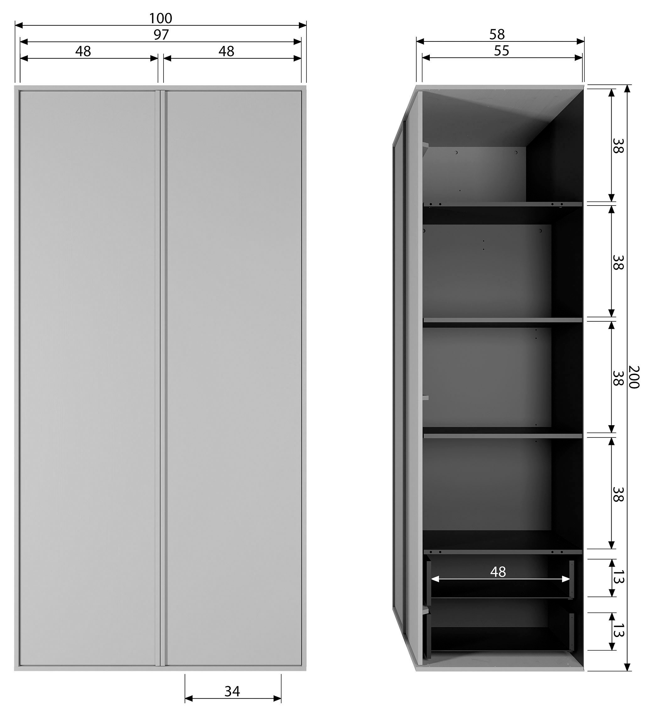 WOOOD Mehrzweckschrank »Daily Garderobenschrank«, mit Push-to-Open Funktion, Höhe 200 cm, Breite 50 oder 100 cm