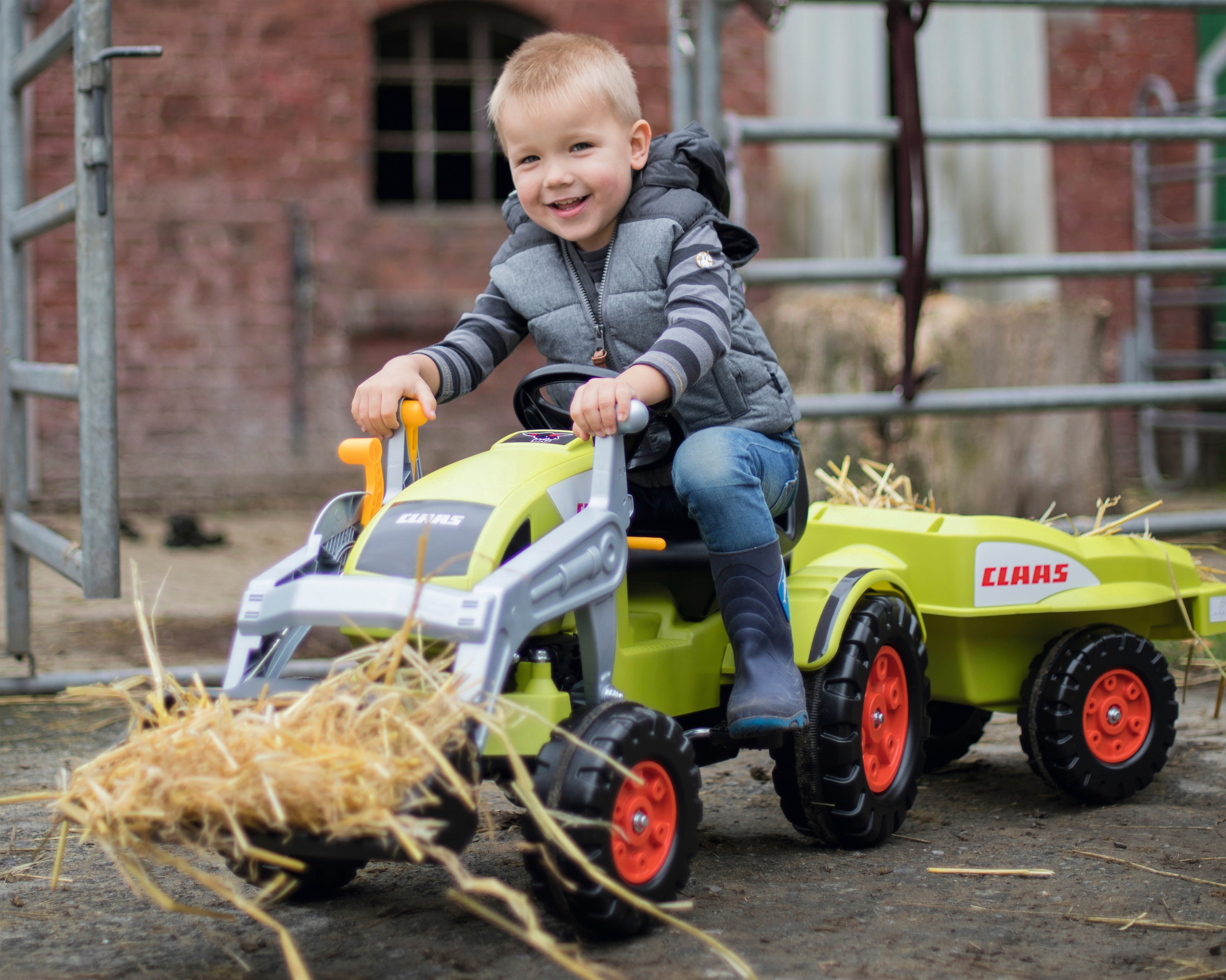 BIG Trettraktor »Claas Celtis Loader«, BxTxH: 46x169x54 cm, mit Trailer