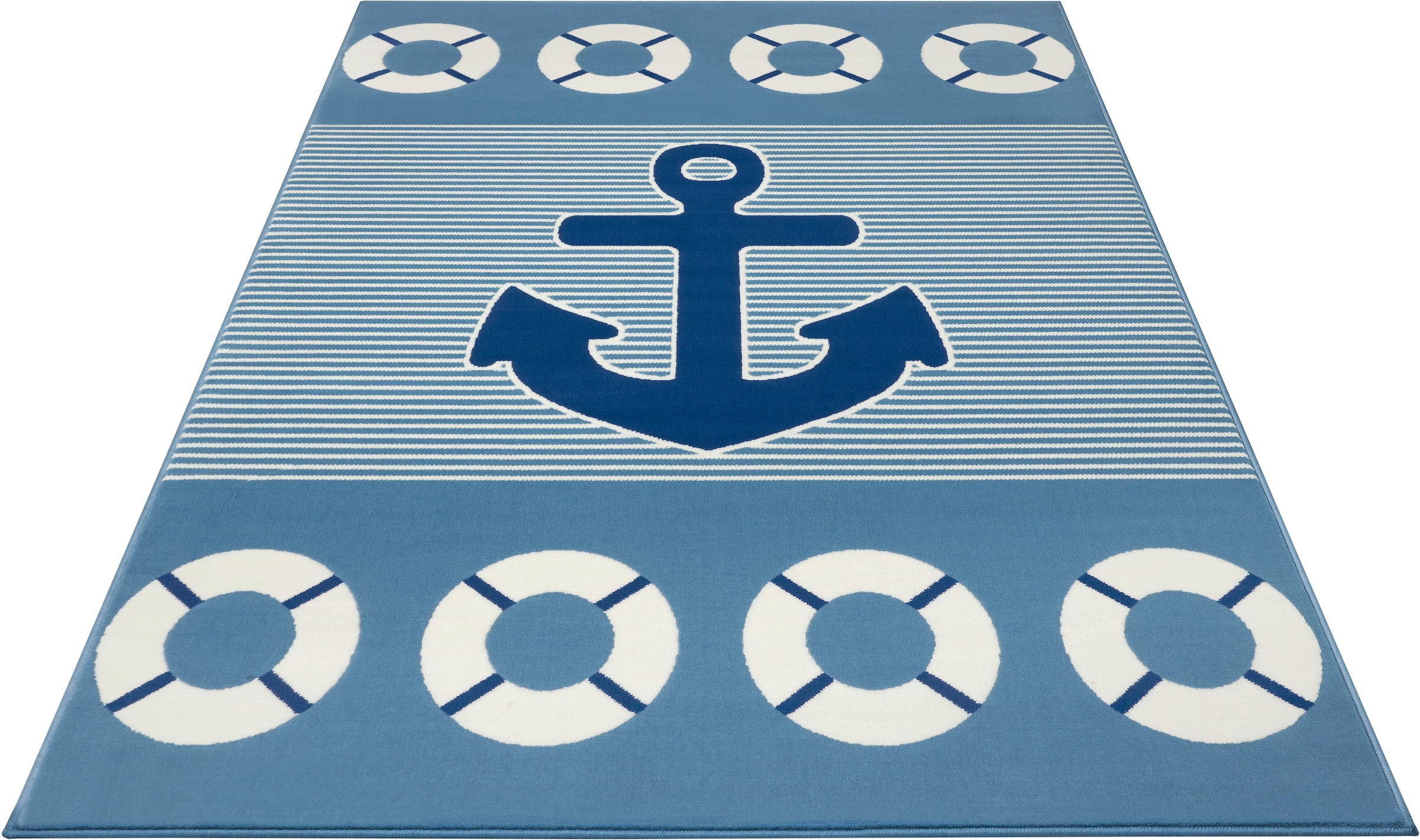 HANSE Home Kinderteppich »Take a Cruise«, rechteckig, Motiv Anker, Rettungsring, Maritim, Kurzflor
