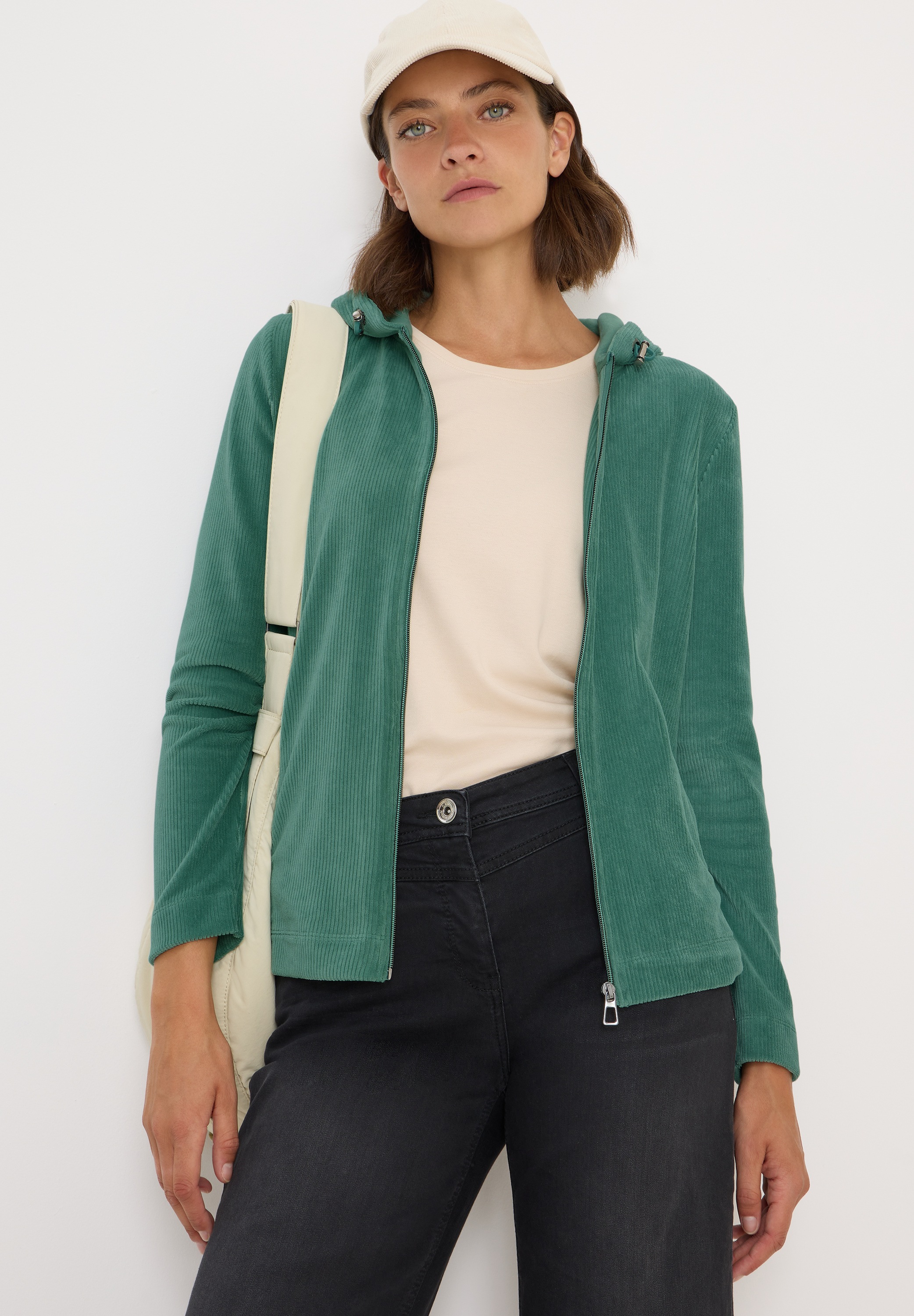 Cecil Cardigan Cord mit Kapuze