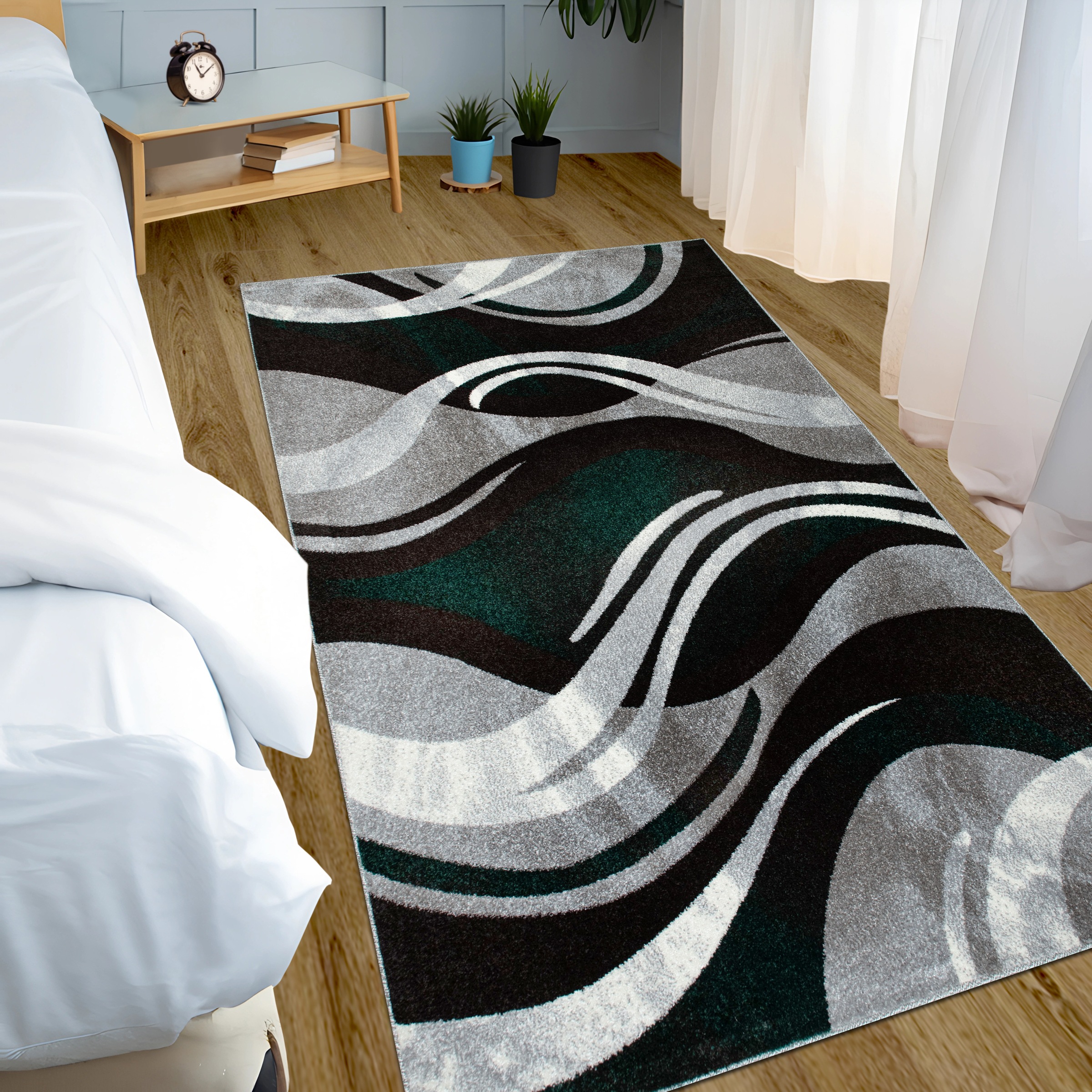 my home Teppich »Joas«, rechteckig, 9 mm Höhe, besonders weicher Kurzflor in modernem Wellen Muster, leichter Glanz