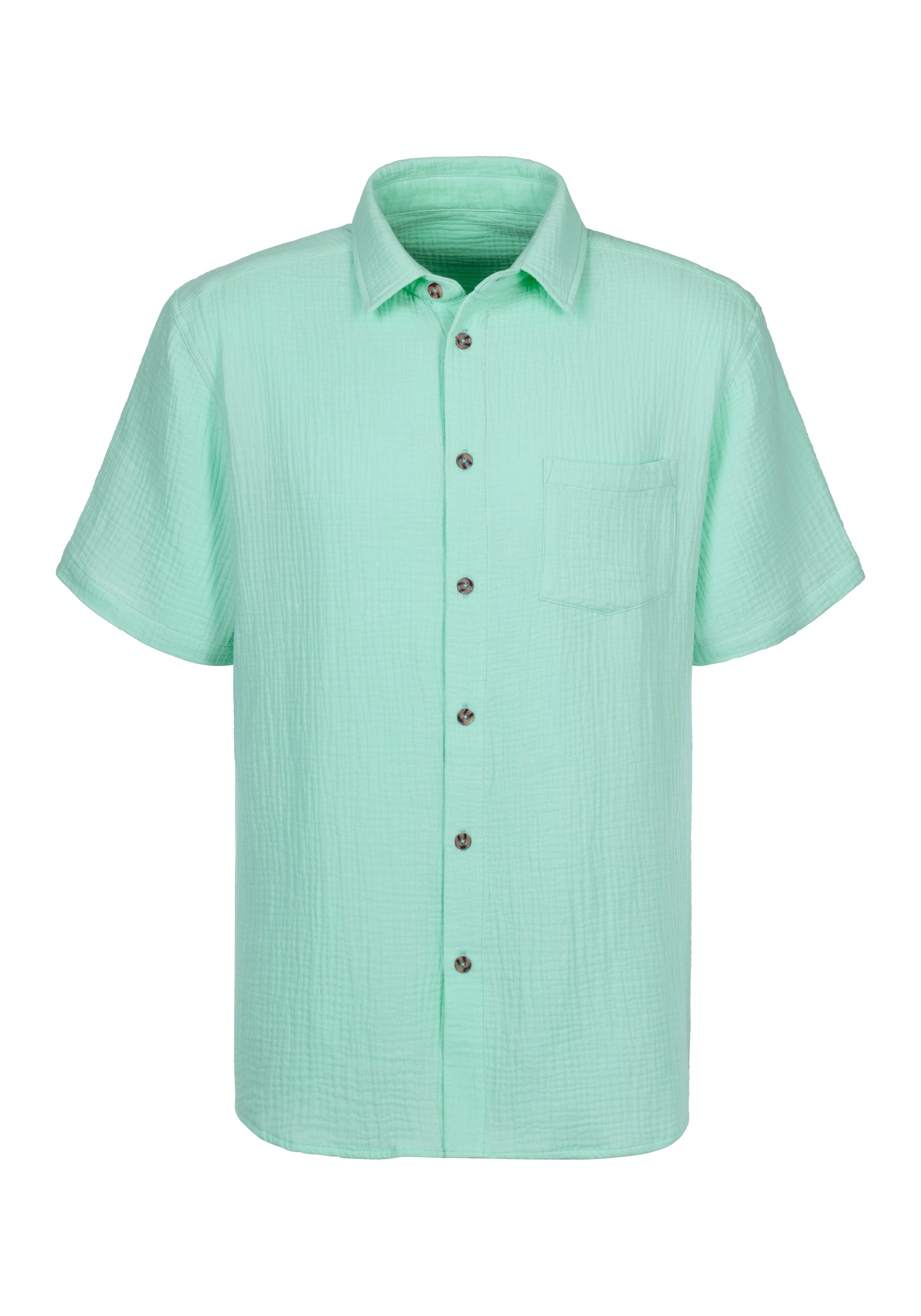 Beachtime Kurzarmhemd »Regular fit«, Kurzarm, Freizeithemd aus Musselin-Ware