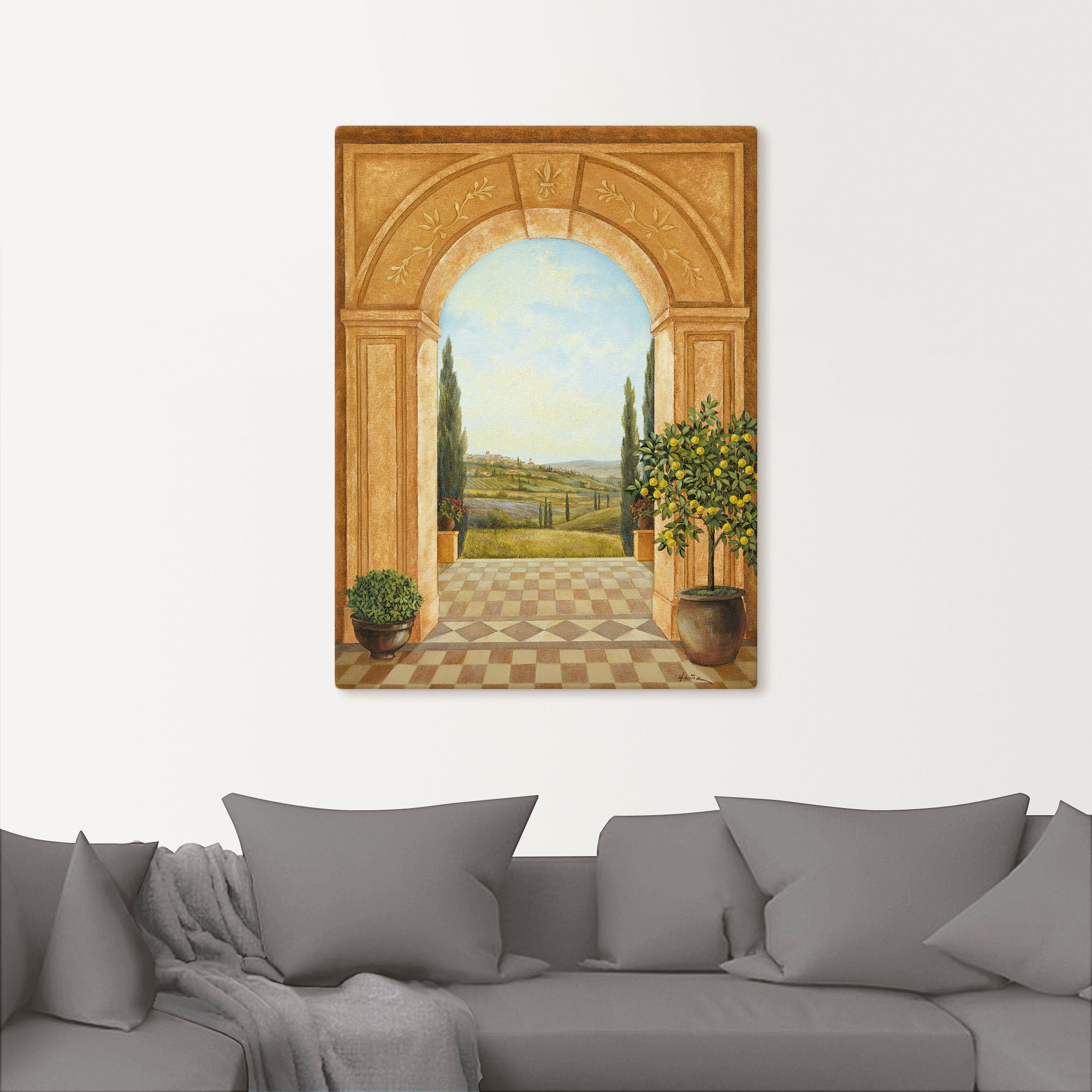 Artland Wandbild »Ausblick mit Zitronenbaum«, Fensterblick, (1 St.), als Leinwandbild, Poster, Wandaufkleber in verschied. Grössen