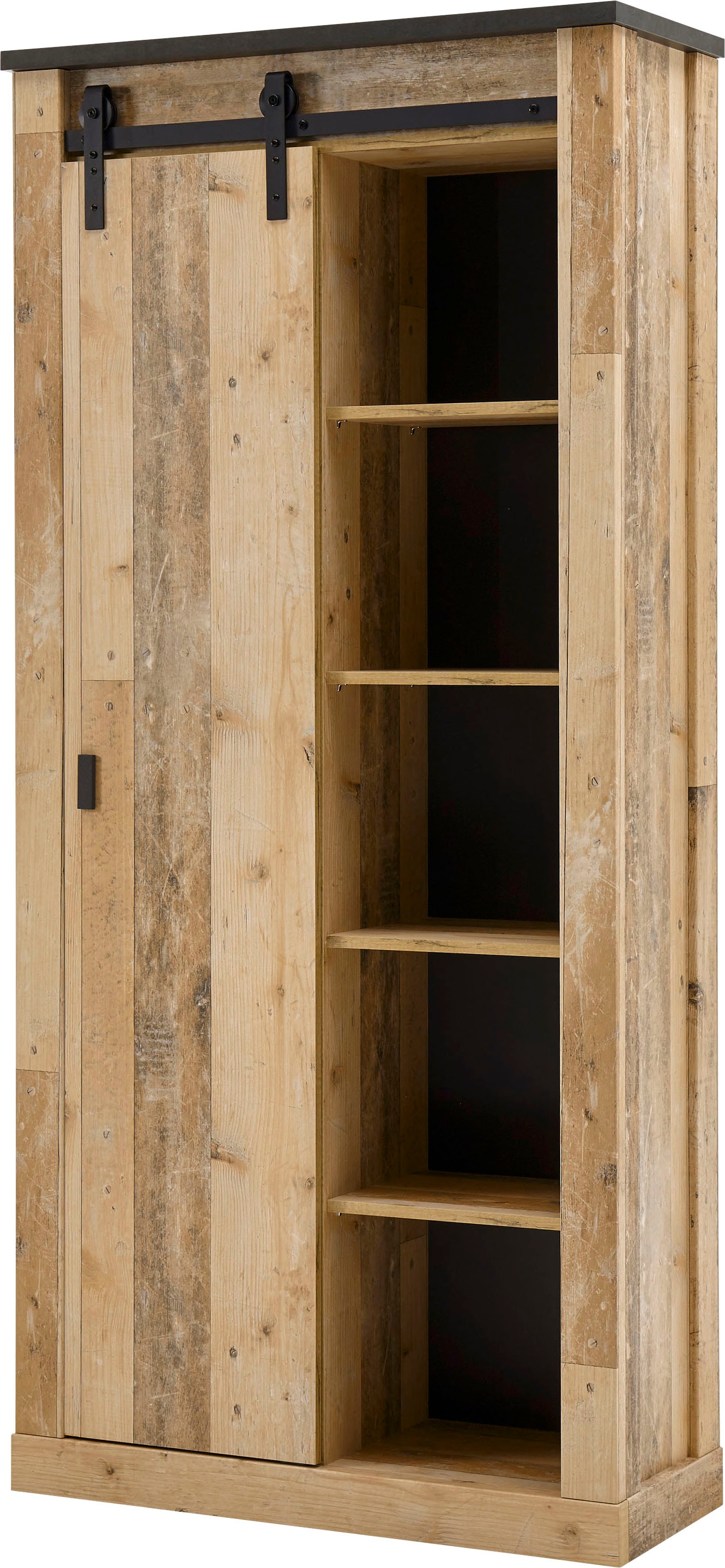 Home affaire Regal »SHERWOOD«, modernes Holz Dekor, mit Scheunentorbeschlag  aus Metall, Höhe 201 cm online shoppen | Jelmoli-Versand