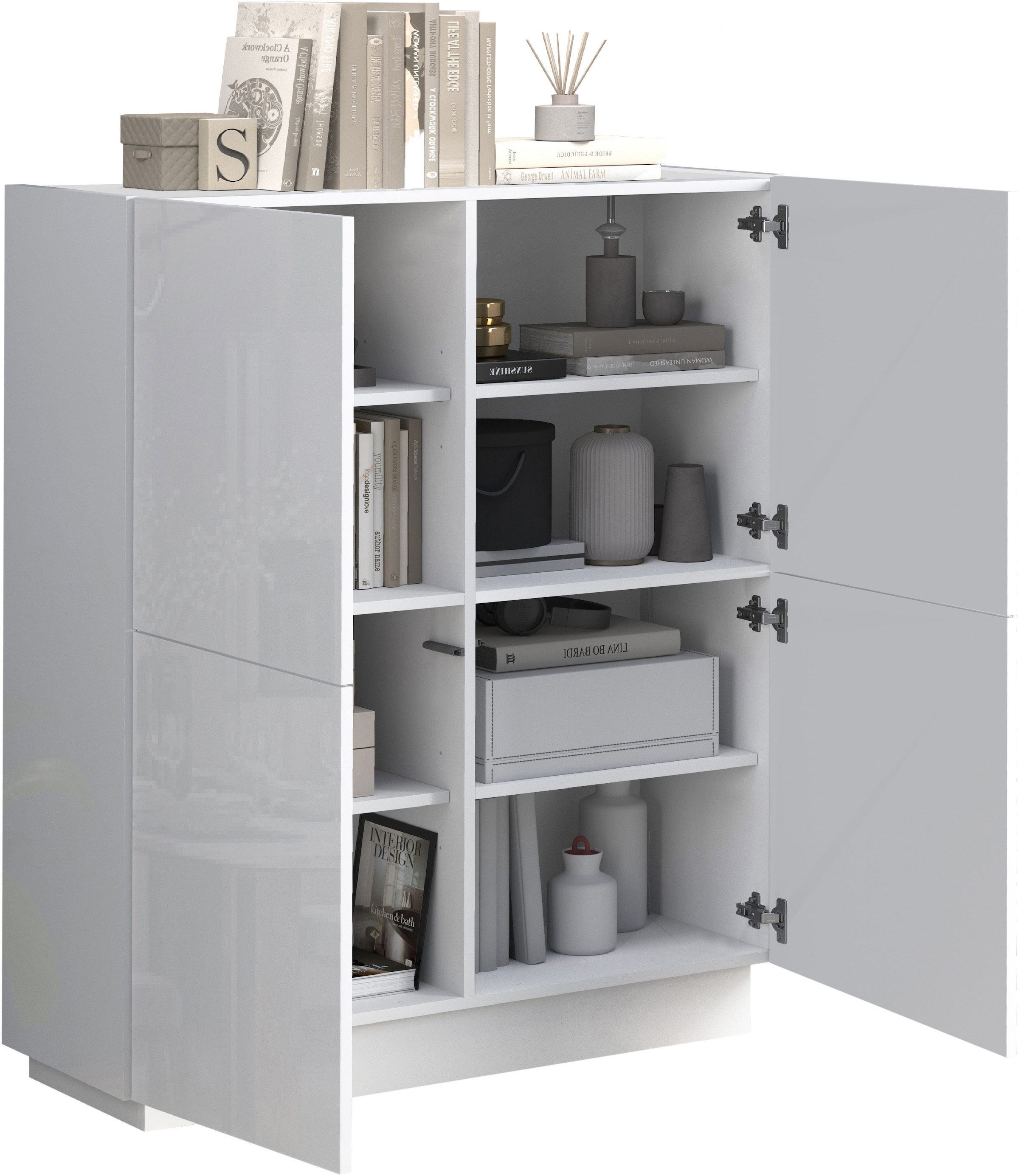 INOSIGN Highboard »VELA, Highboard, Höhe 120 cm,Design mit schrägen Türen«, (1 St.), Made in Italy, Masse-B/T/H: 100x35x120,hohes Sideboard,Anrichte,Kommode