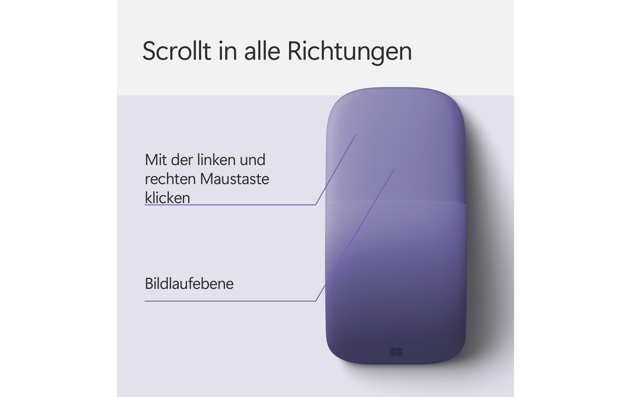 Microsoft Maus »Surface Arc Mouse«, Bluetooth, faltbar, Touch Oberfläche, Scrollrad-Emulation