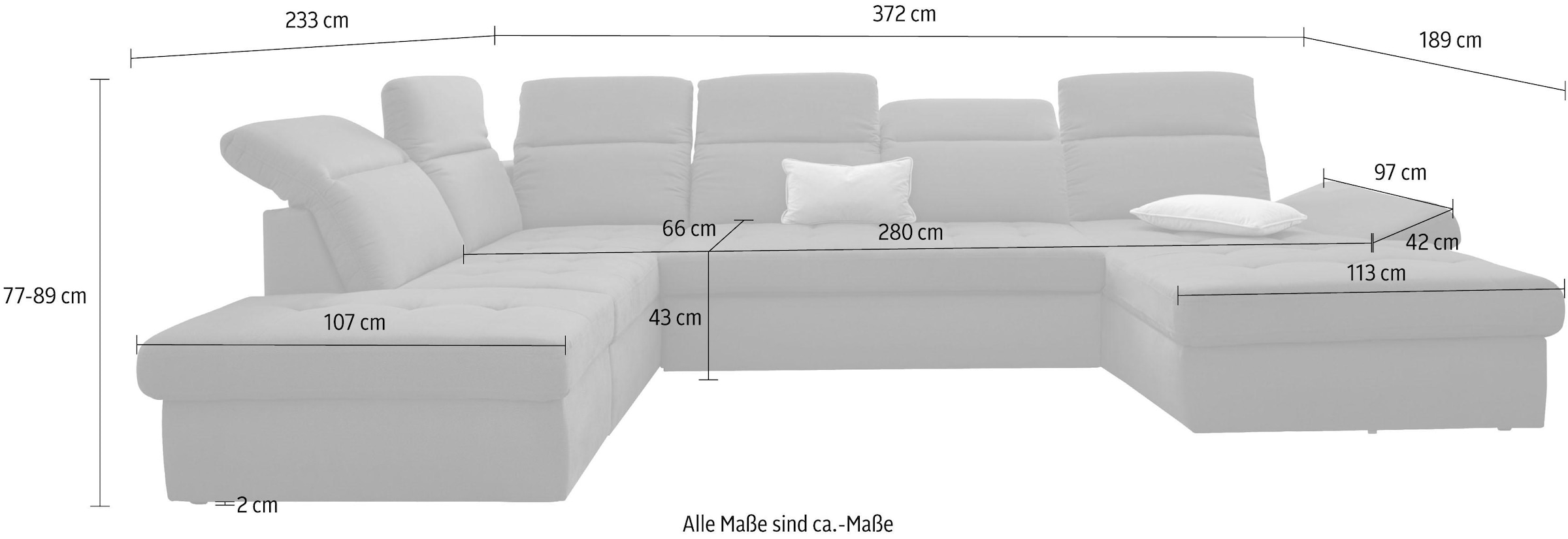 sit&more Wohnlandschaft »Stardust U-Form«, inklusive Kopfteilverstellung und Armlehnenfunktion