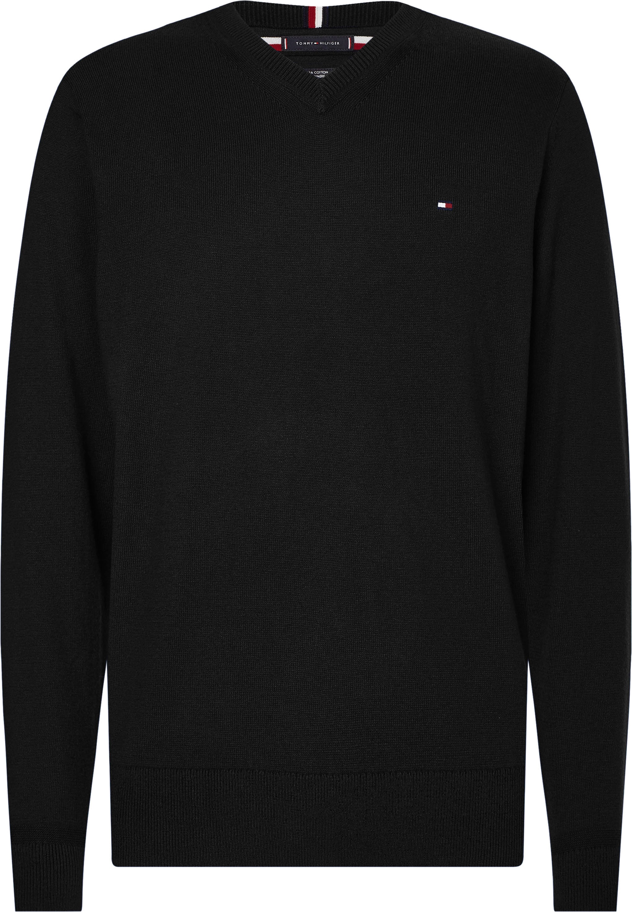 Tommy Hilfiger V-Ausschnitt-Pullover »PIMA ORG CTN CASHMERE V NECK«