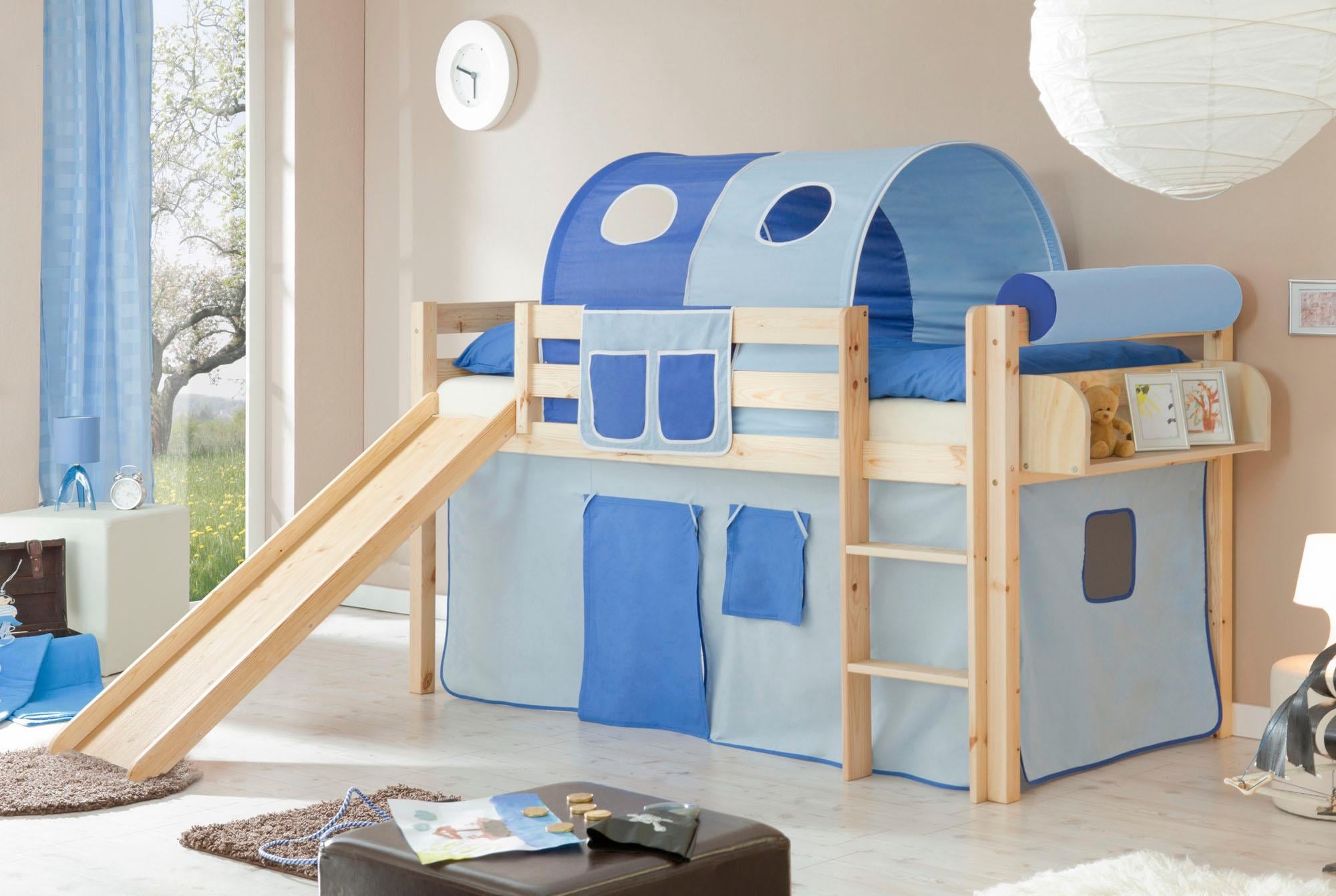 Ticaa Hochbett »Manuel«, mit Rollrost, Kiefer massiv natur oder weiss
