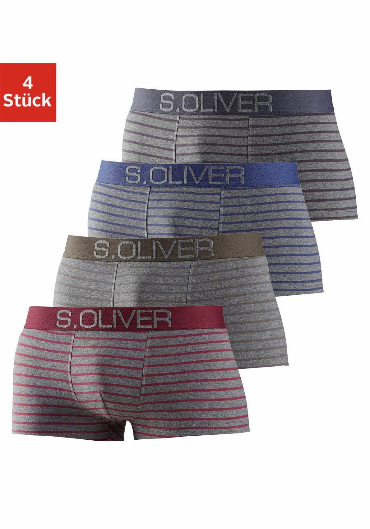 s.Oliver Boxer »Boxershorts für Herren«, (Packung, 4 St.), in Hipster-Form aus Baumwoll-Mix